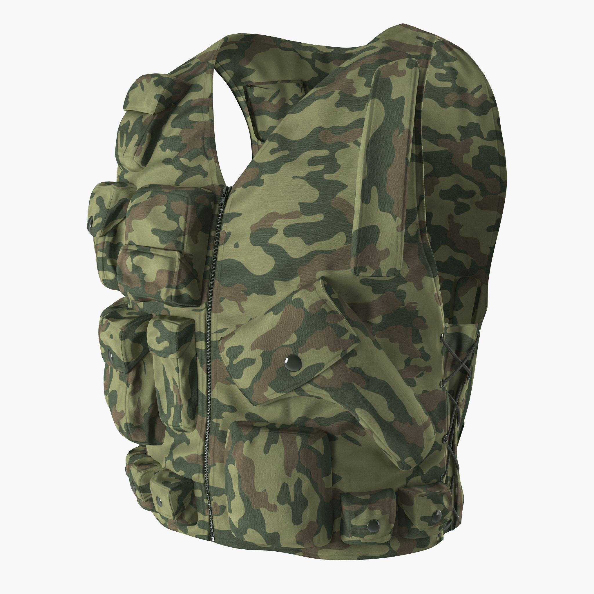 Military Camouflage Vest 3D Model, view 3