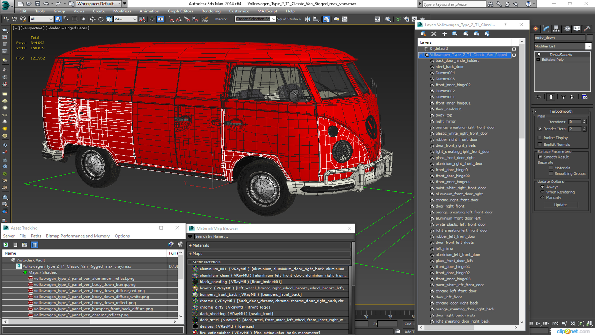 Volkswagen Type 2 T1 Classic Van Rigged 3D model