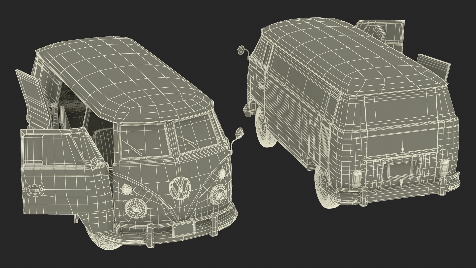 Volkswagen Type 2 T1 Classic Van Rigged 3D model