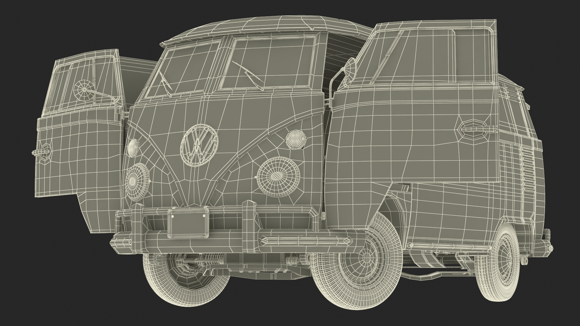 Volkswagen Type 2 T1 Classic Van Rigged 3D model