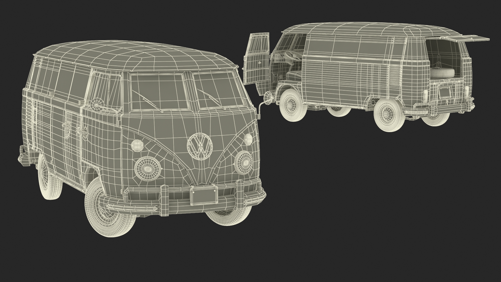 Volkswagen Type 2 T1 Classic Van Rigged 3D model
