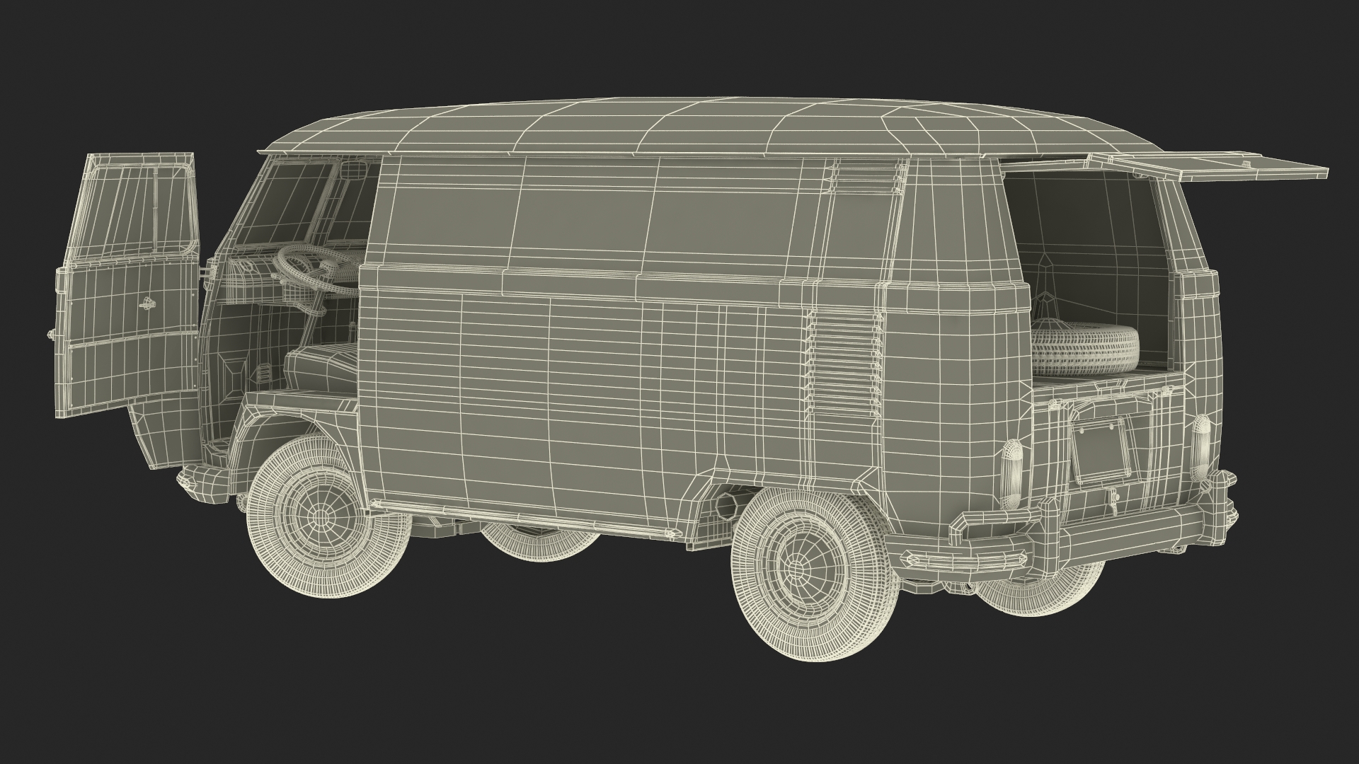 Volkswagen Type 2 T1 Classic Van Rigged 3D model