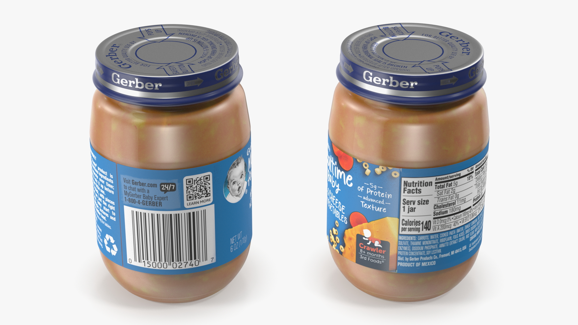 Cheese Gerber Baby Food Jar 170g 3D