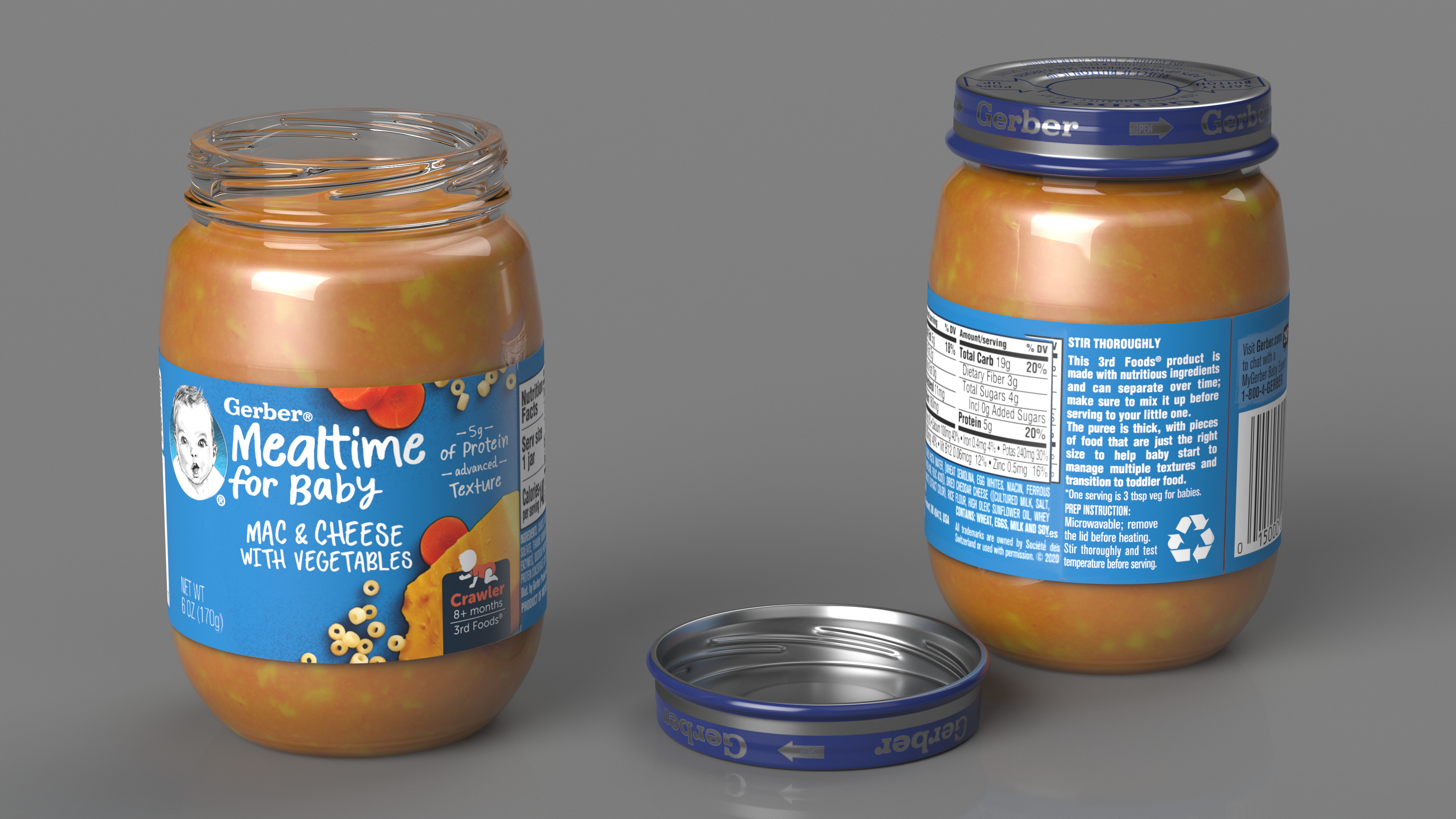Cheese Gerber Baby Food Jar 170g 3D