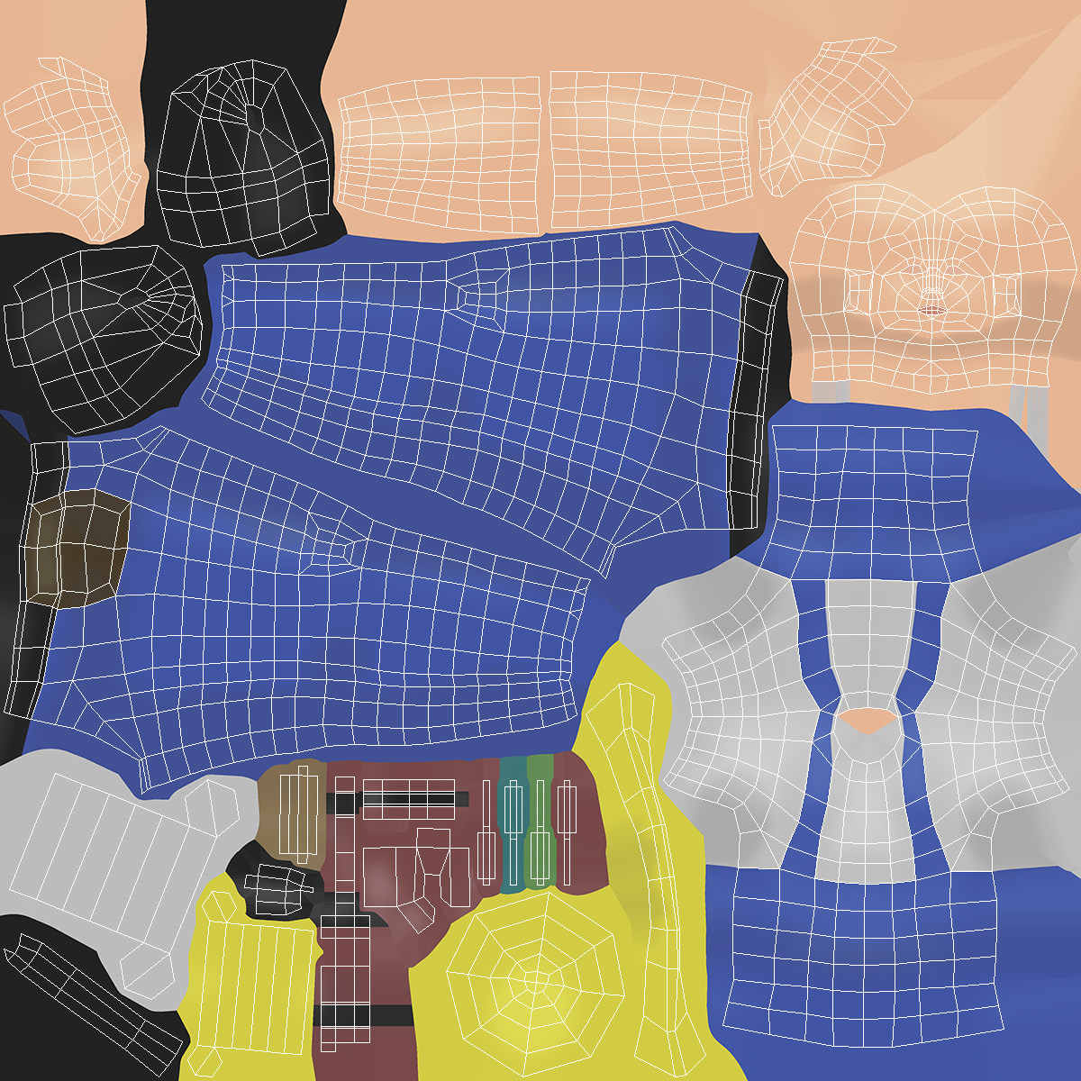 Construction Worker Low Poly Rigged for Cinema 4D 3D model