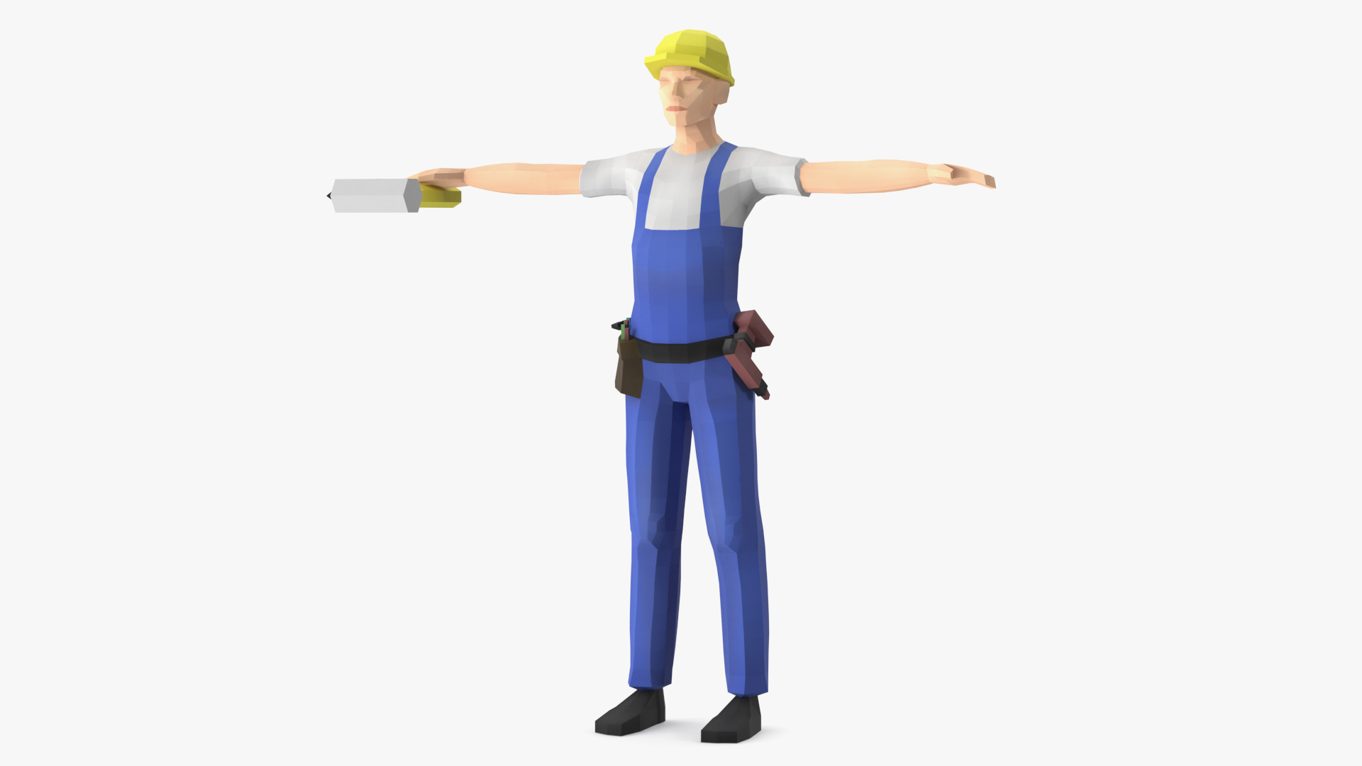 Construction Worker Low Poly Rigged for Cinema 4D 3D model