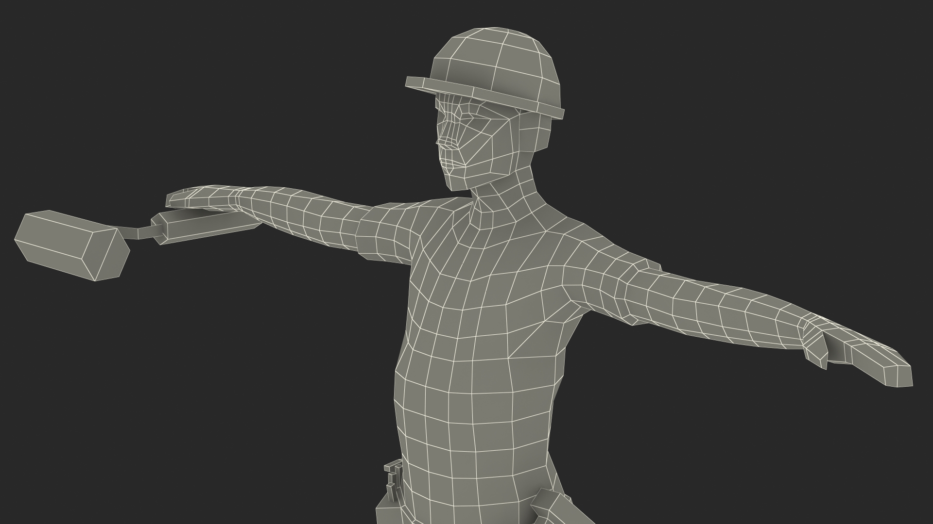 Construction Worker Low Poly Rigged for Cinema 4D 3D model