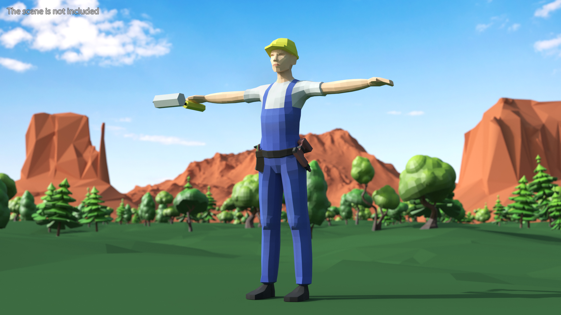 Construction Worker Low Poly Rigged for Cinema 4D 3D model