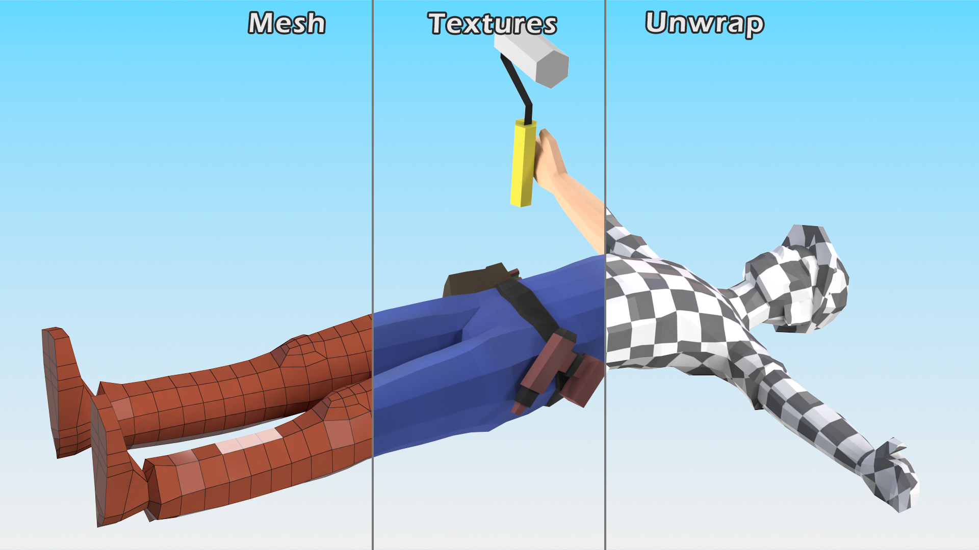 Construction Worker Low Poly Rigged for Cinema 4D 3D model