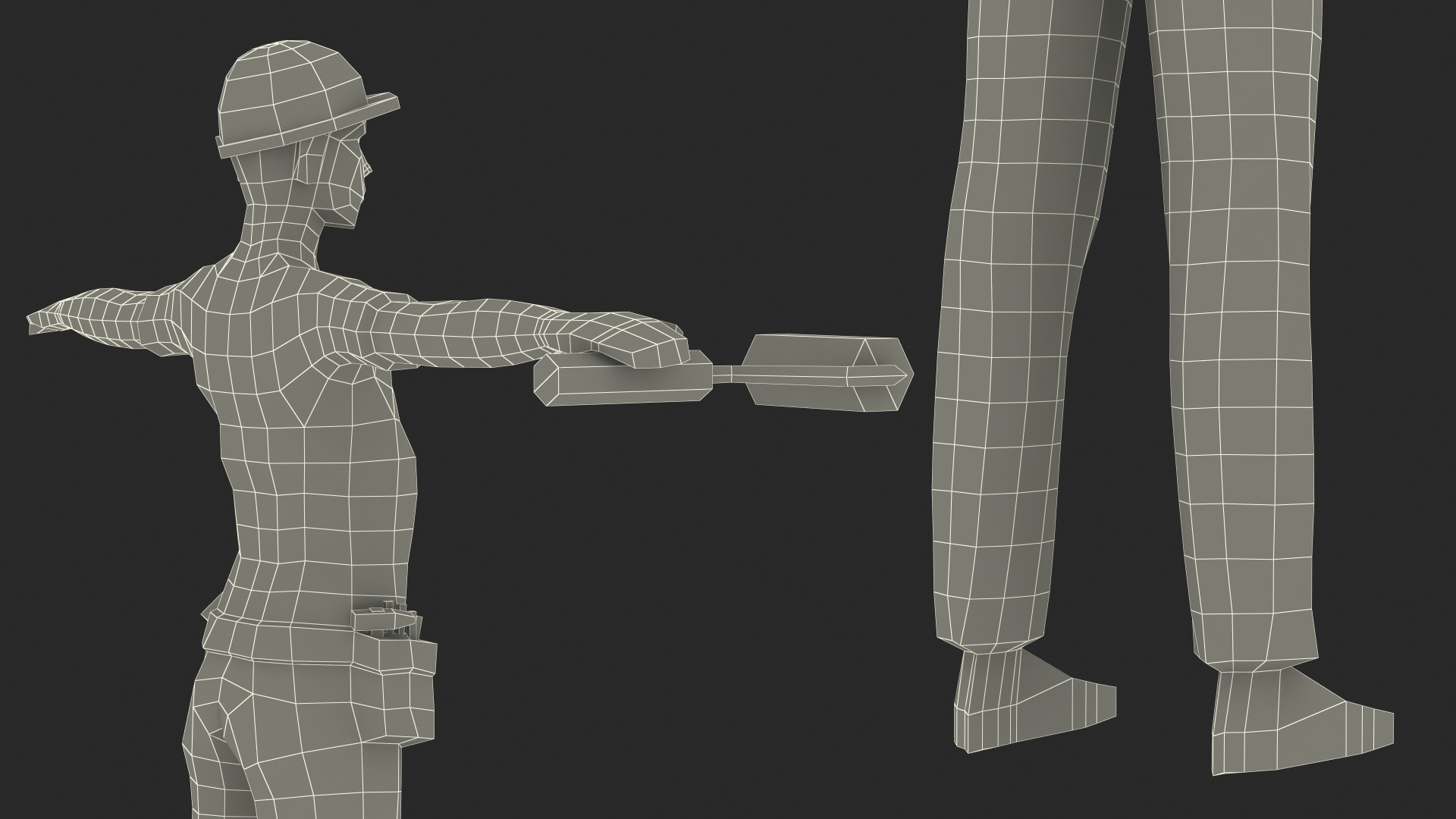 Construction Worker Low Poly Rigged for Cinema 4D 3D model
