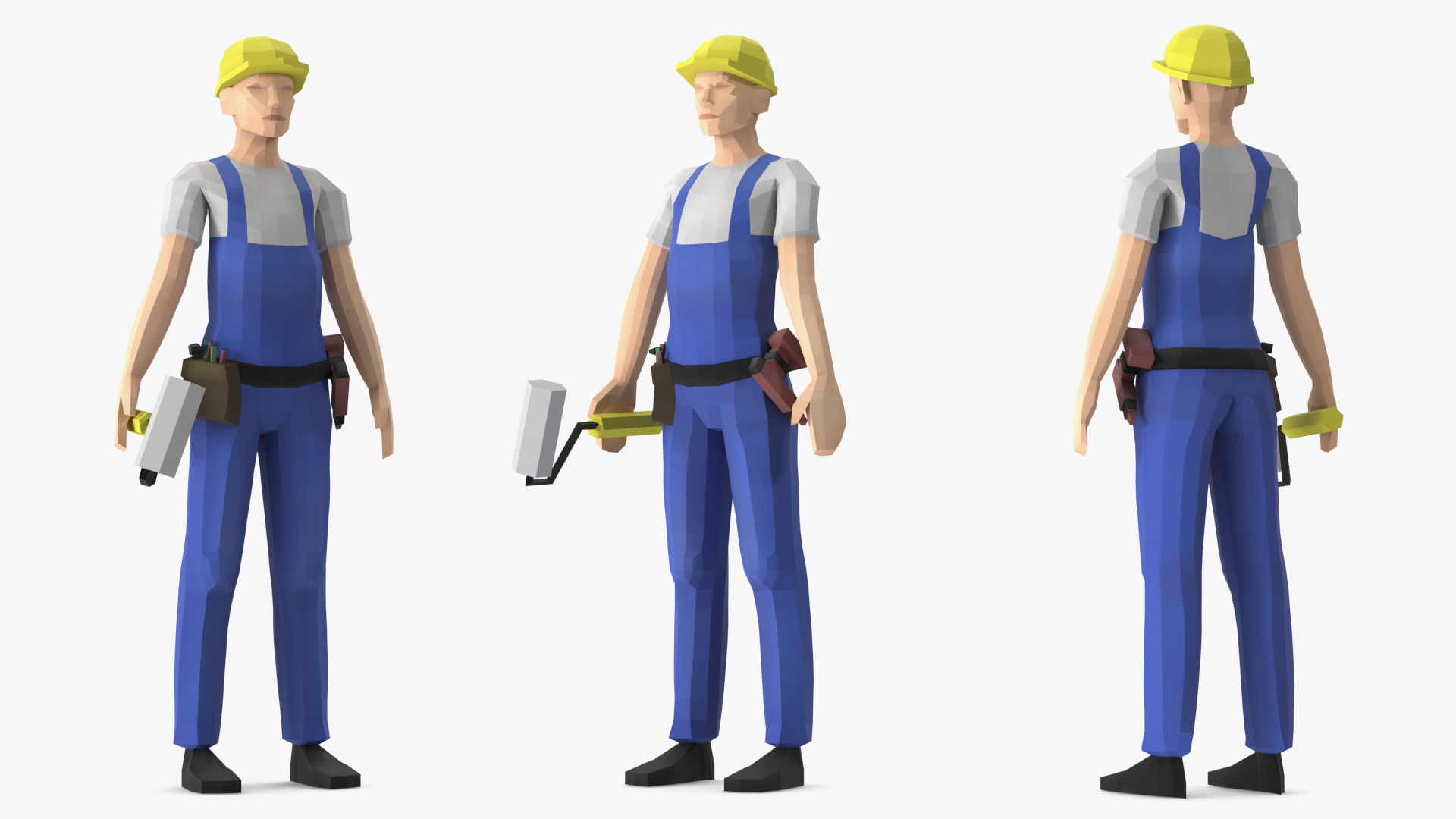 Construction Worker Low Poly Rigged for Cinema 4D 3D model