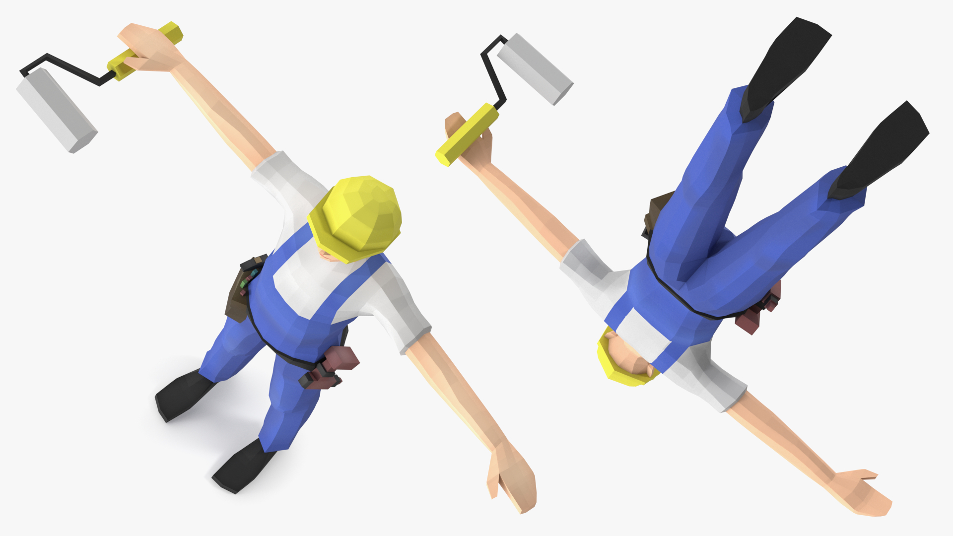 Construction Worker Low Poly Rigged for Cinema 4D 3D model