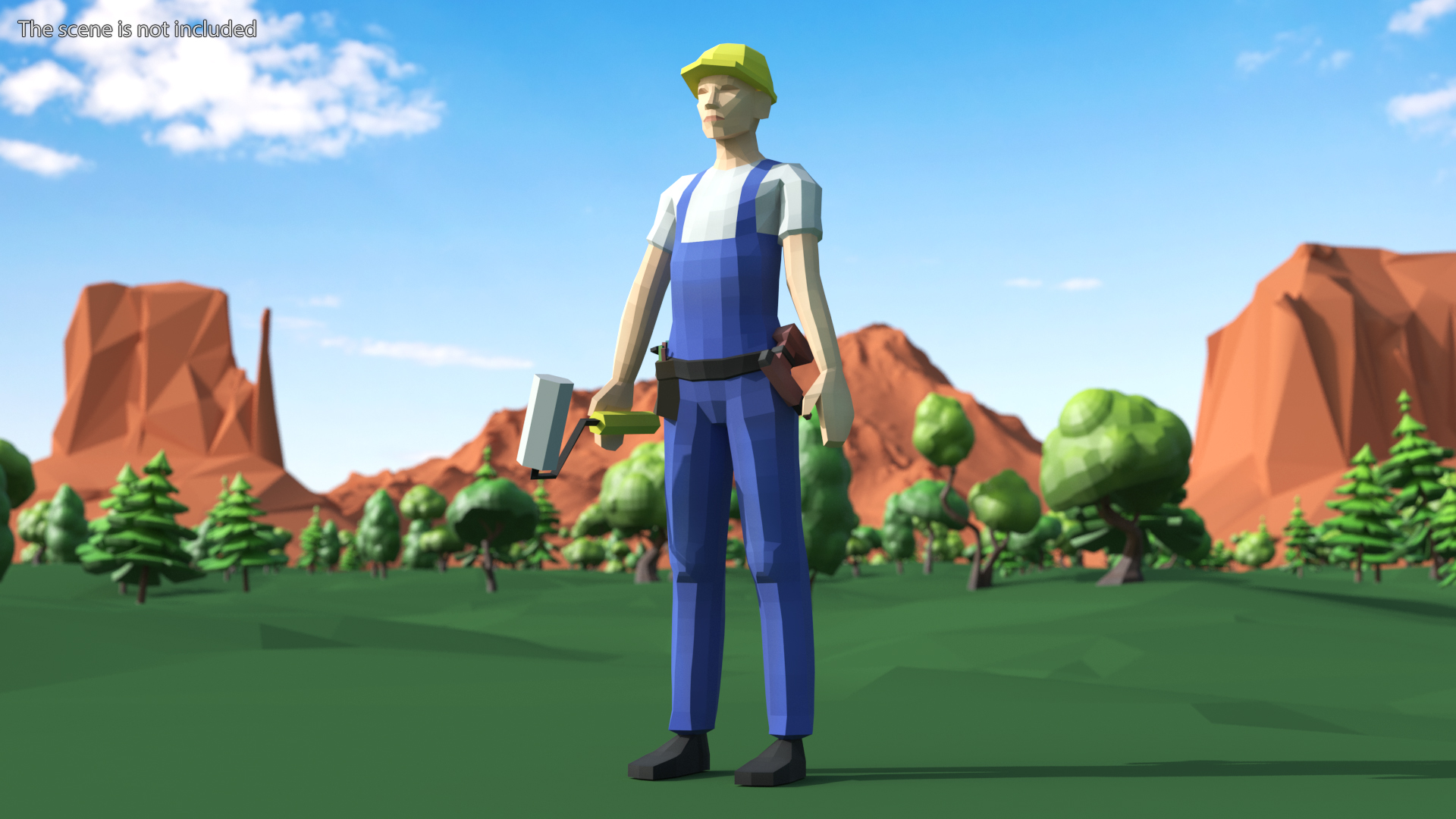 Construction Worker Low Poly Rigged for Cinema 4D 3D model