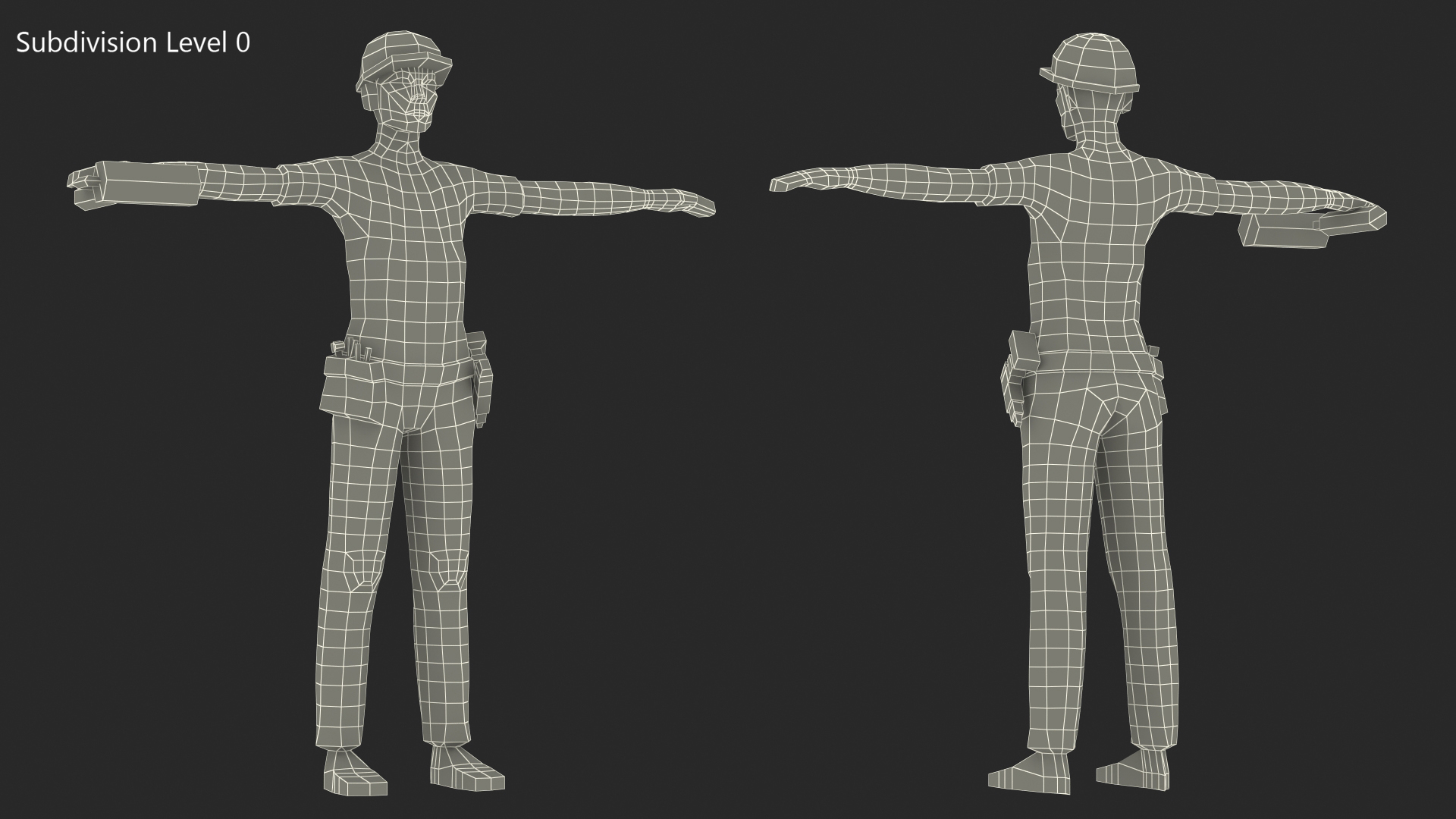 Construction Worker Low Poly Rigged for Cinema 4D 3D model