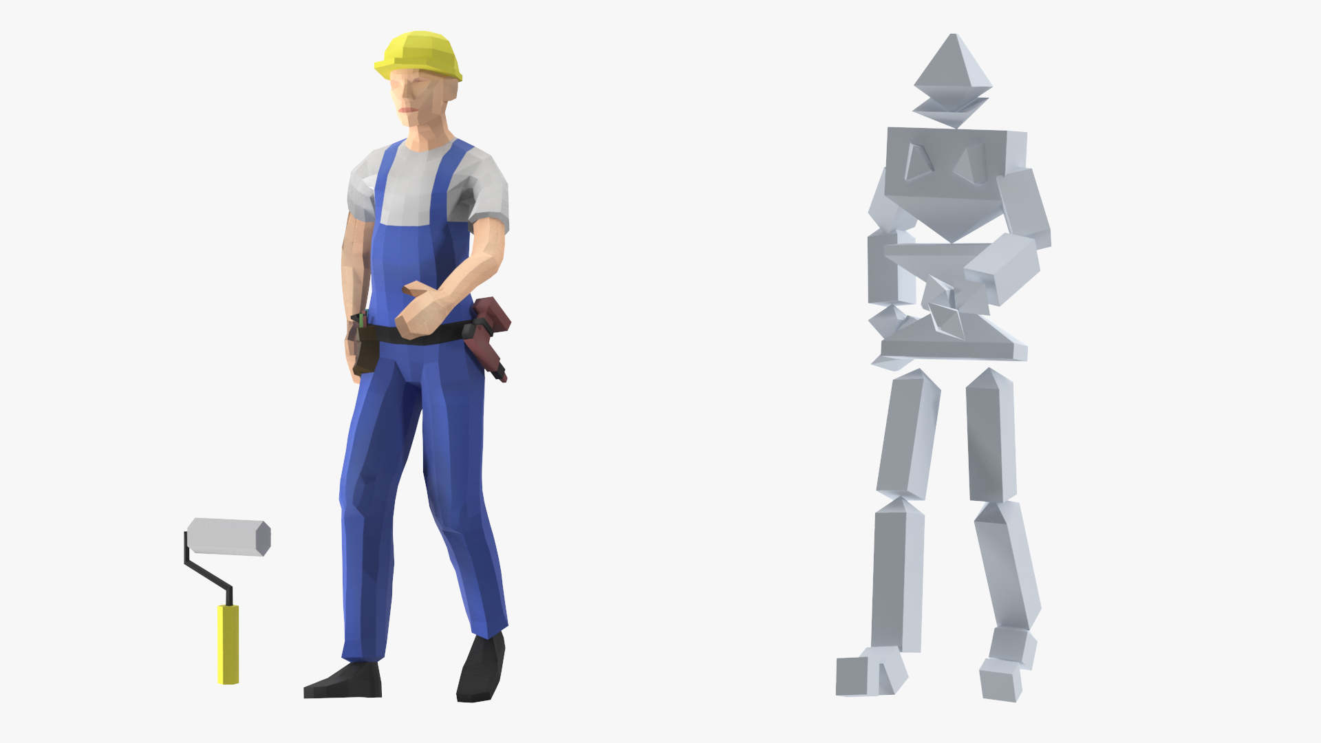 Construction Worker Low Poly Rigged for Cinema 4D 3D model