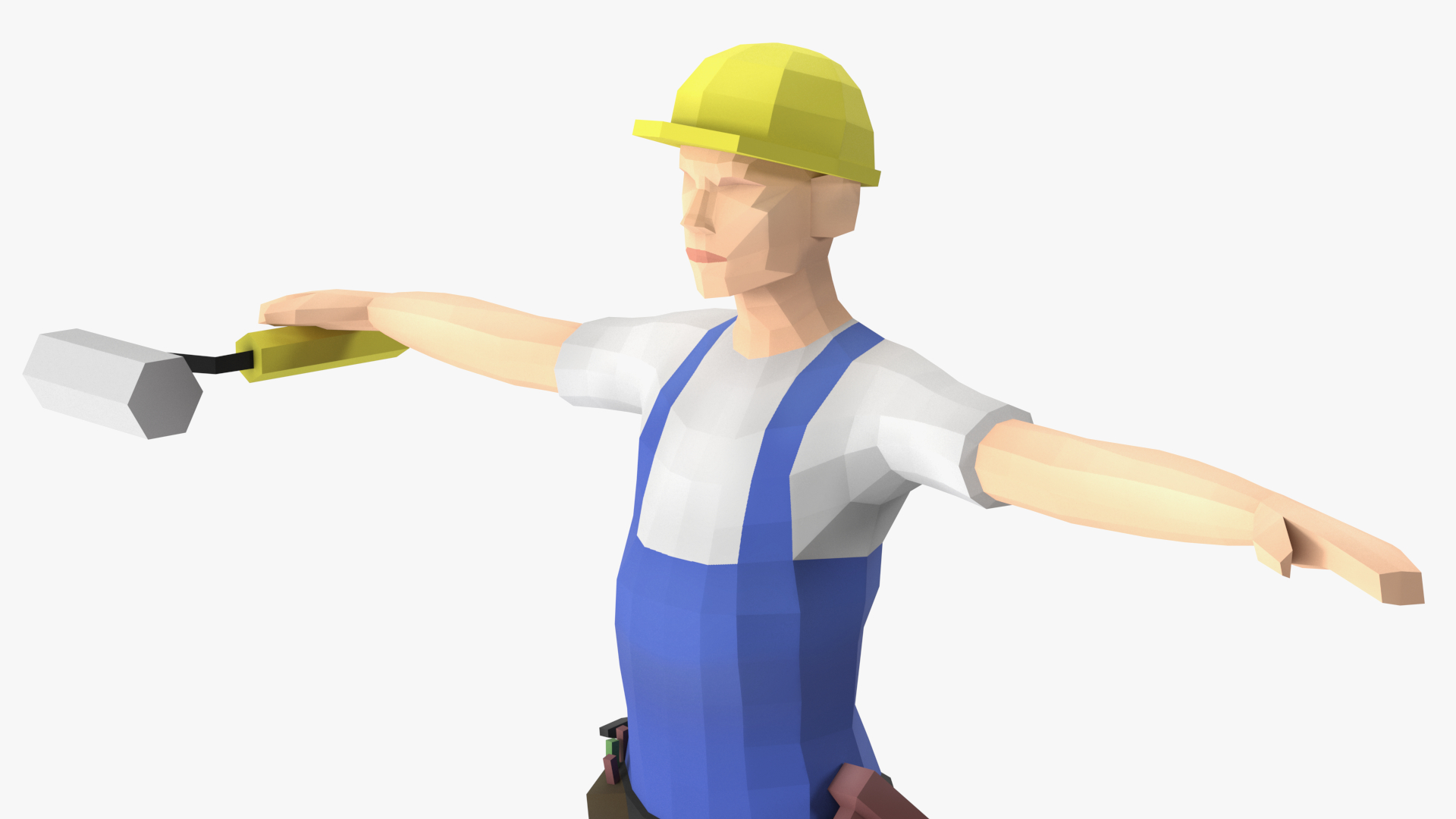 Construction Worker Low Poly Rigged for Cinema 4D 3D model