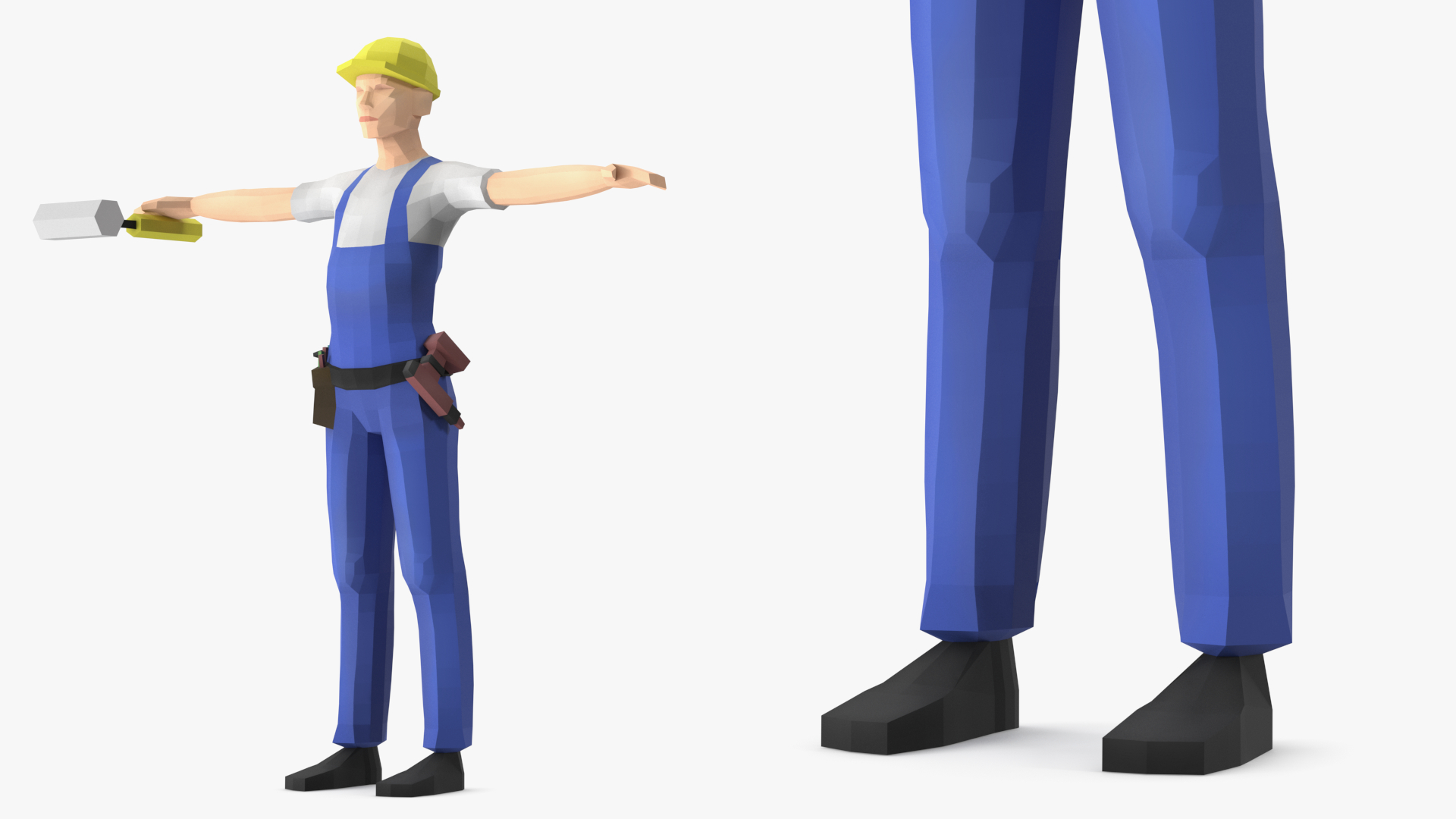 Construction Worker Low Poly Rigged for Cinema 4D 3D model