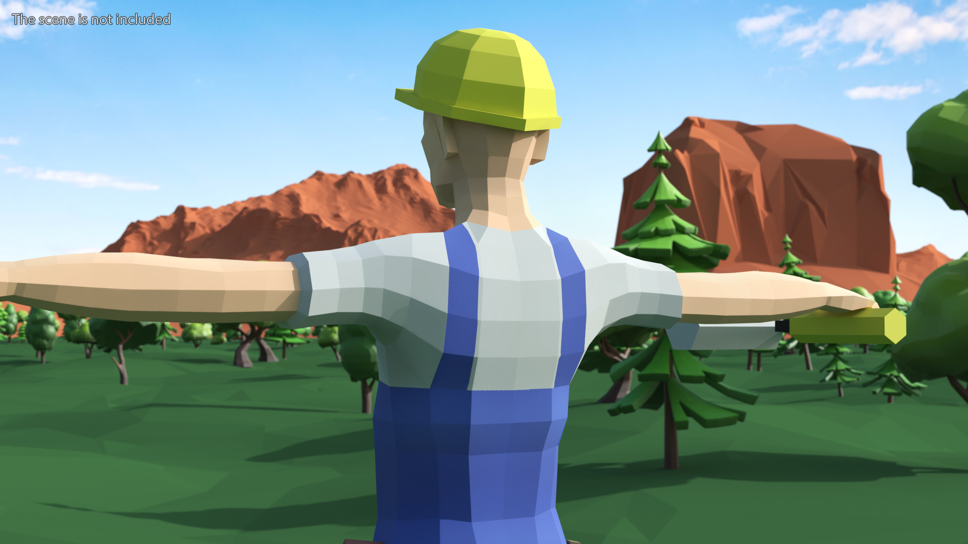 Construction Worker Low Poly Rigged for Cinema 4D 3D model