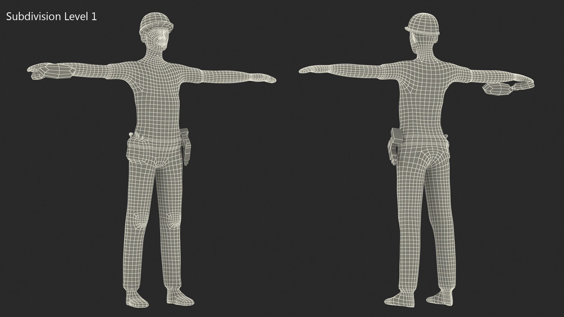 Construction Worker Low Poly Rigged for Cinema 4D 3D model