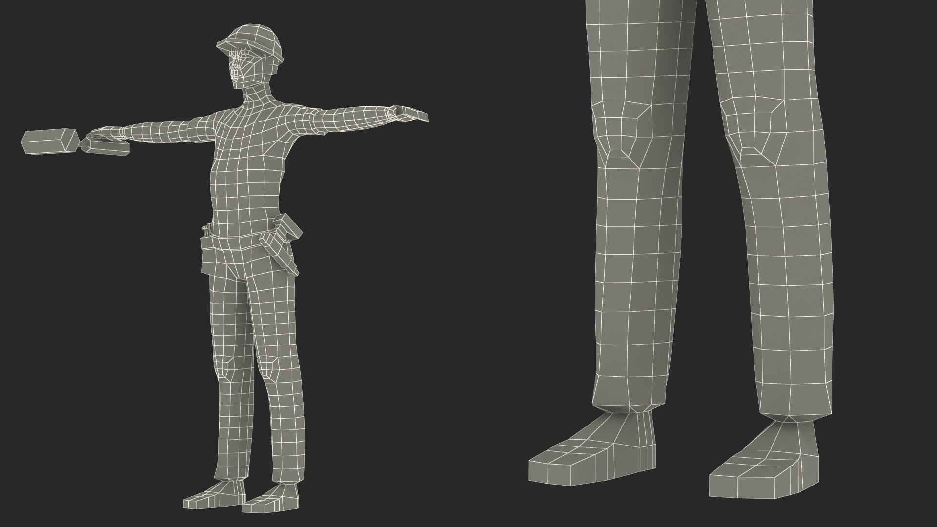 Construction Worker Low Poly Rigged for Cinema 4D 3D model