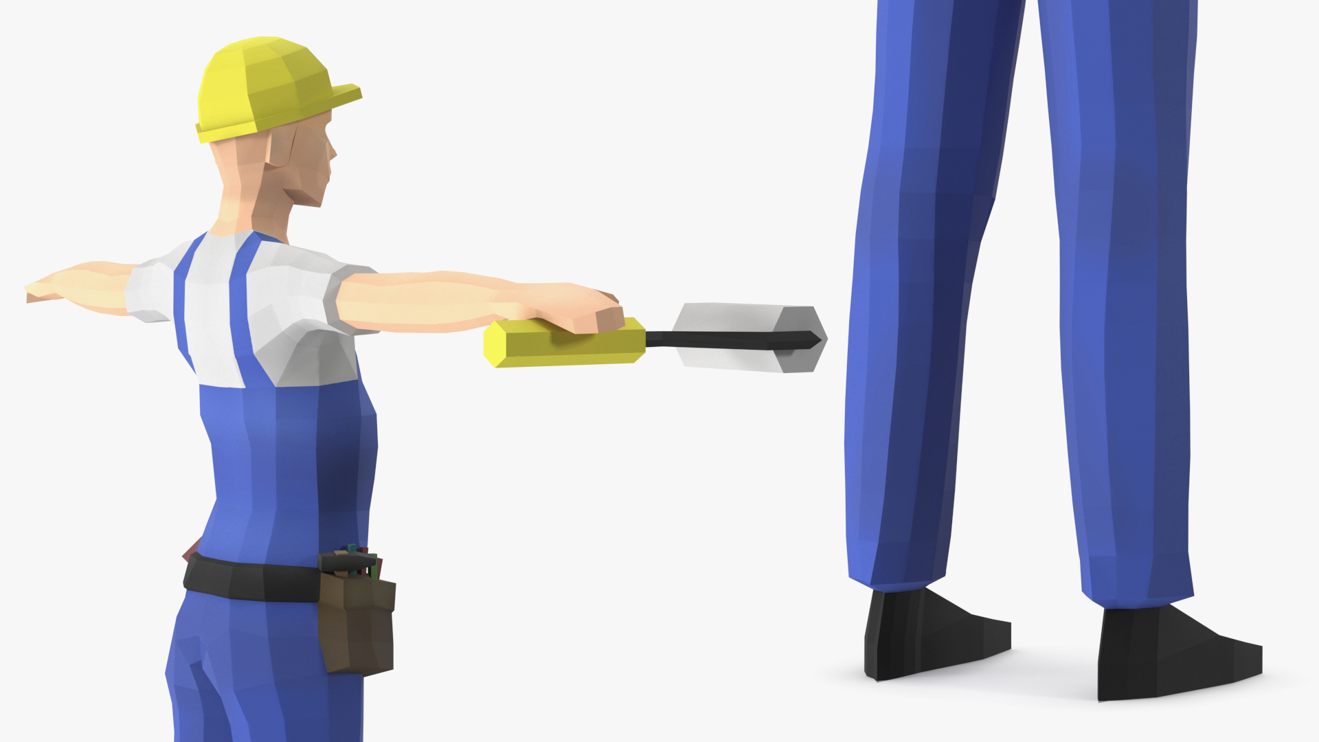 Construction Worker Low Poly Rigged for Cinema 4D 3D model