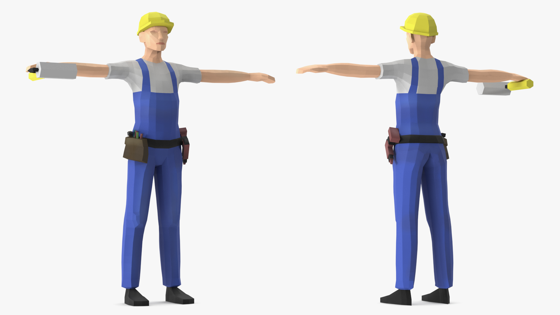 Construction Worker Low Poly Rigged for Cinema 4D 3D model