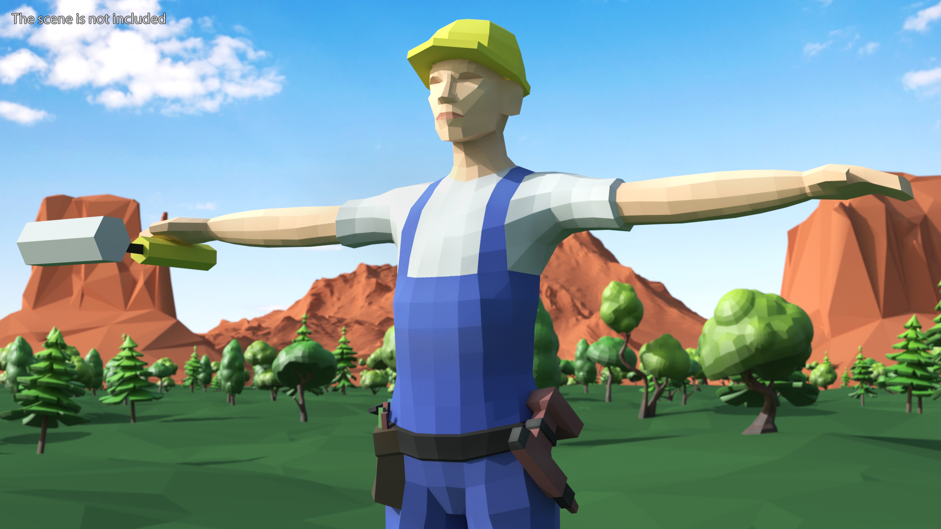 Construction Worker Low Poly Rigged for Cinema 4D 3D model