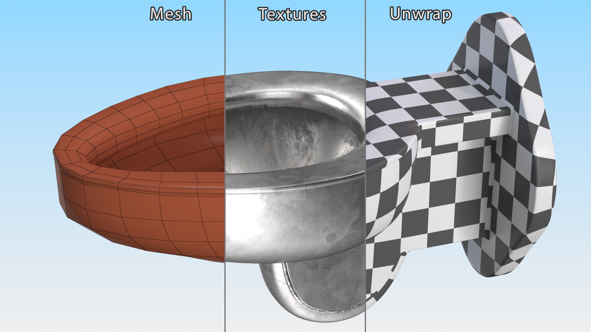 3D model Used Stainless Steel Toilet Wall Mounted