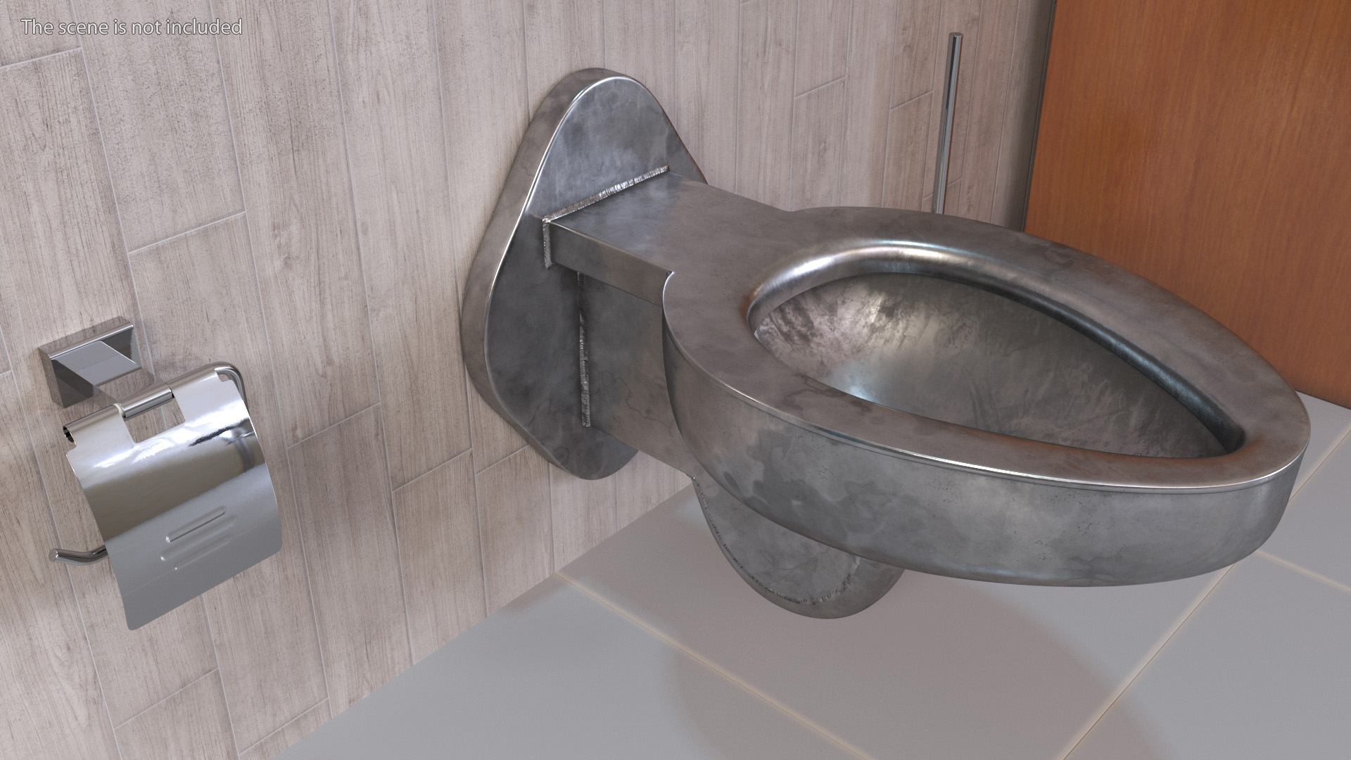 3D model Used Stainless Steel Toilet Wall Mounted