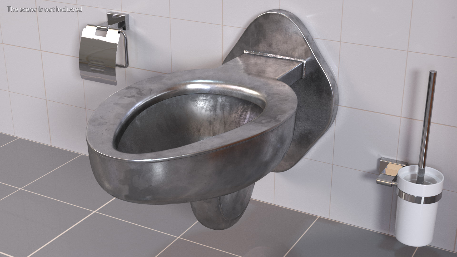 3D model Used Stainless Steel Toilet Wall Mounted