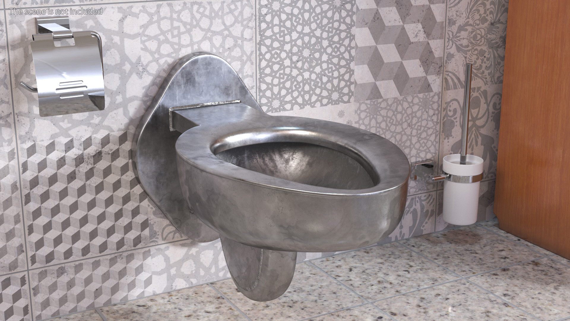 3D model Used Stainless Steel Toilet Wall Mounted