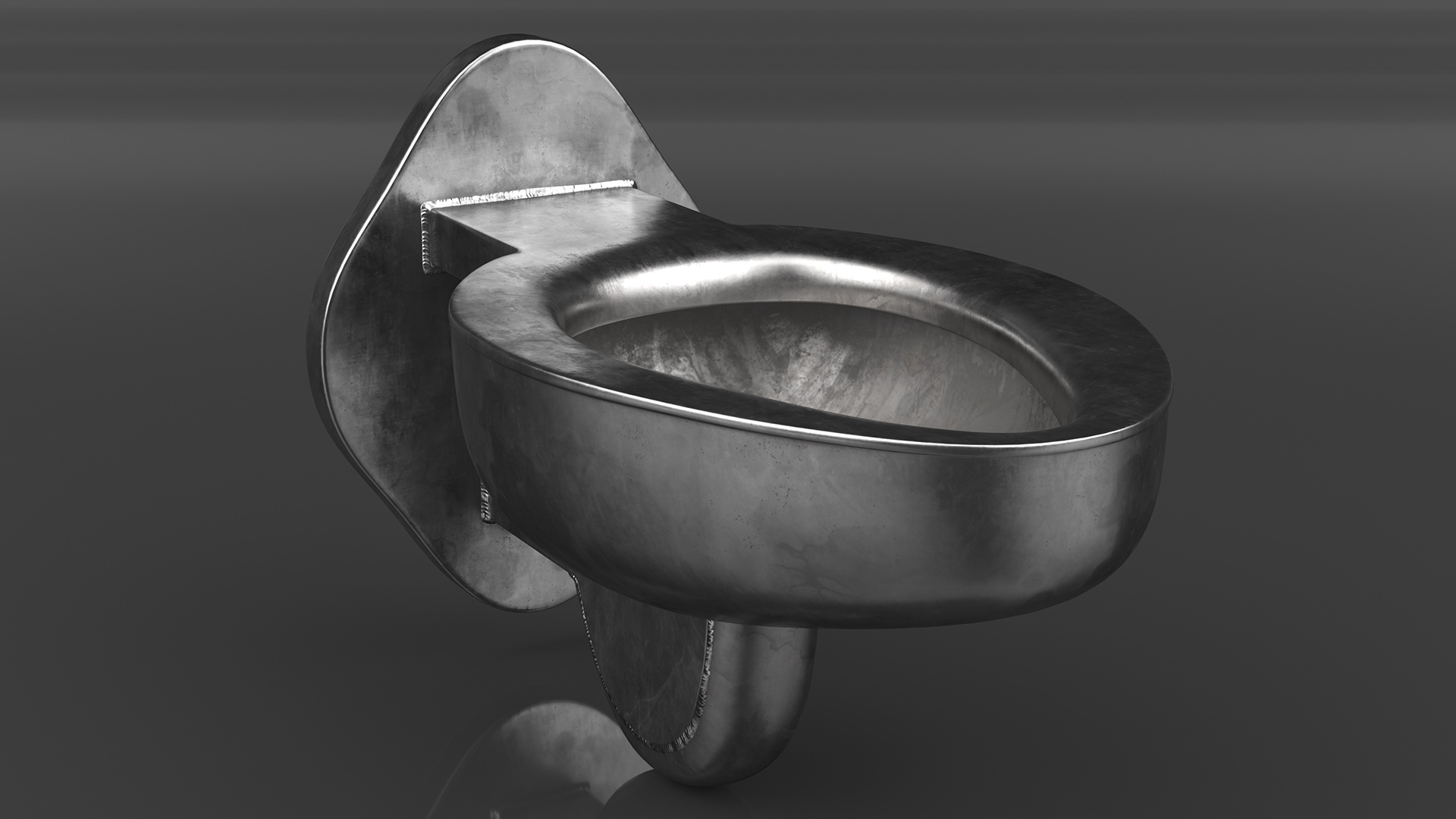 3D model Used Stainless Steel Toilet Wall Mounted