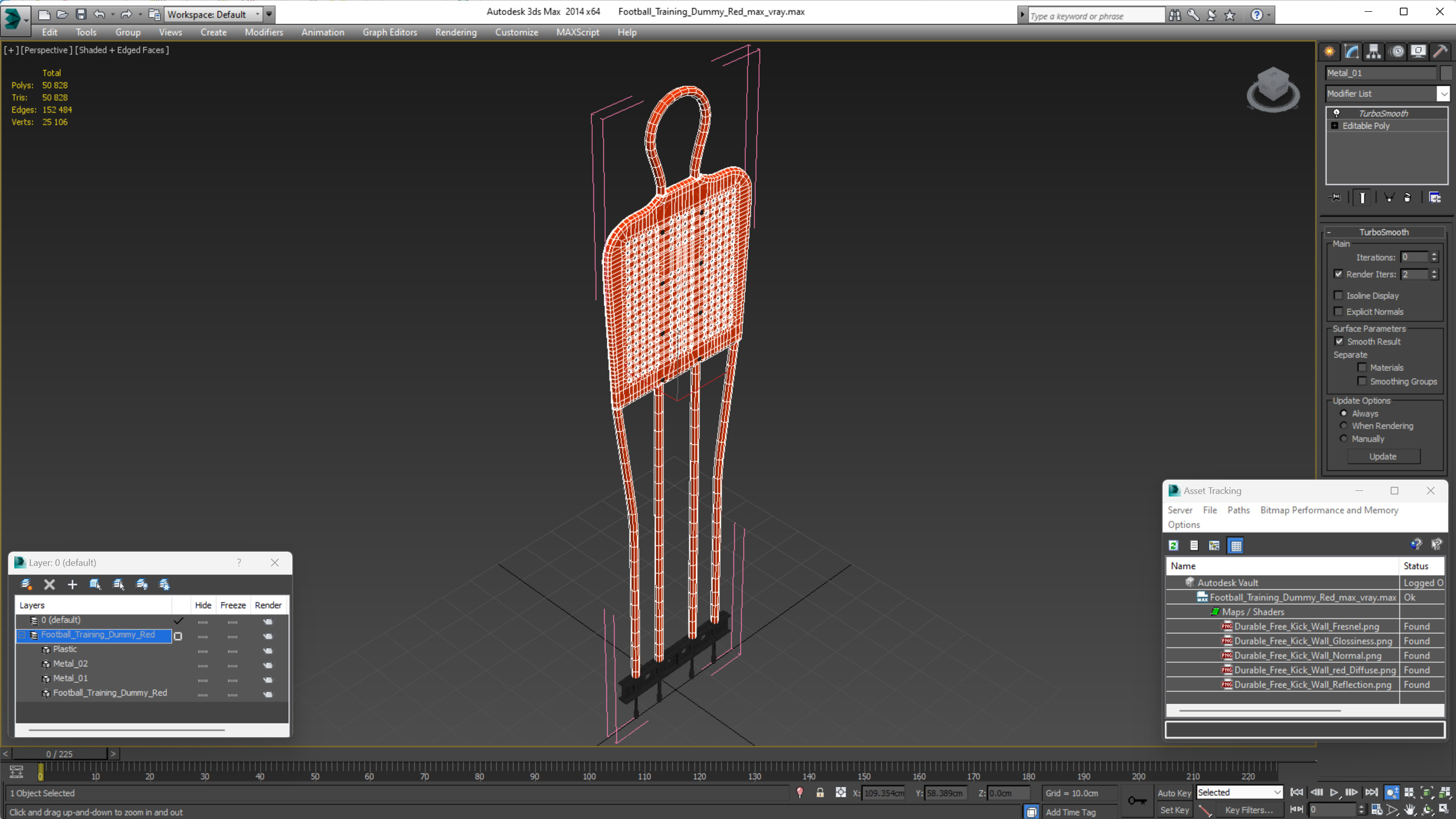 Football Training Dummy Red 3D