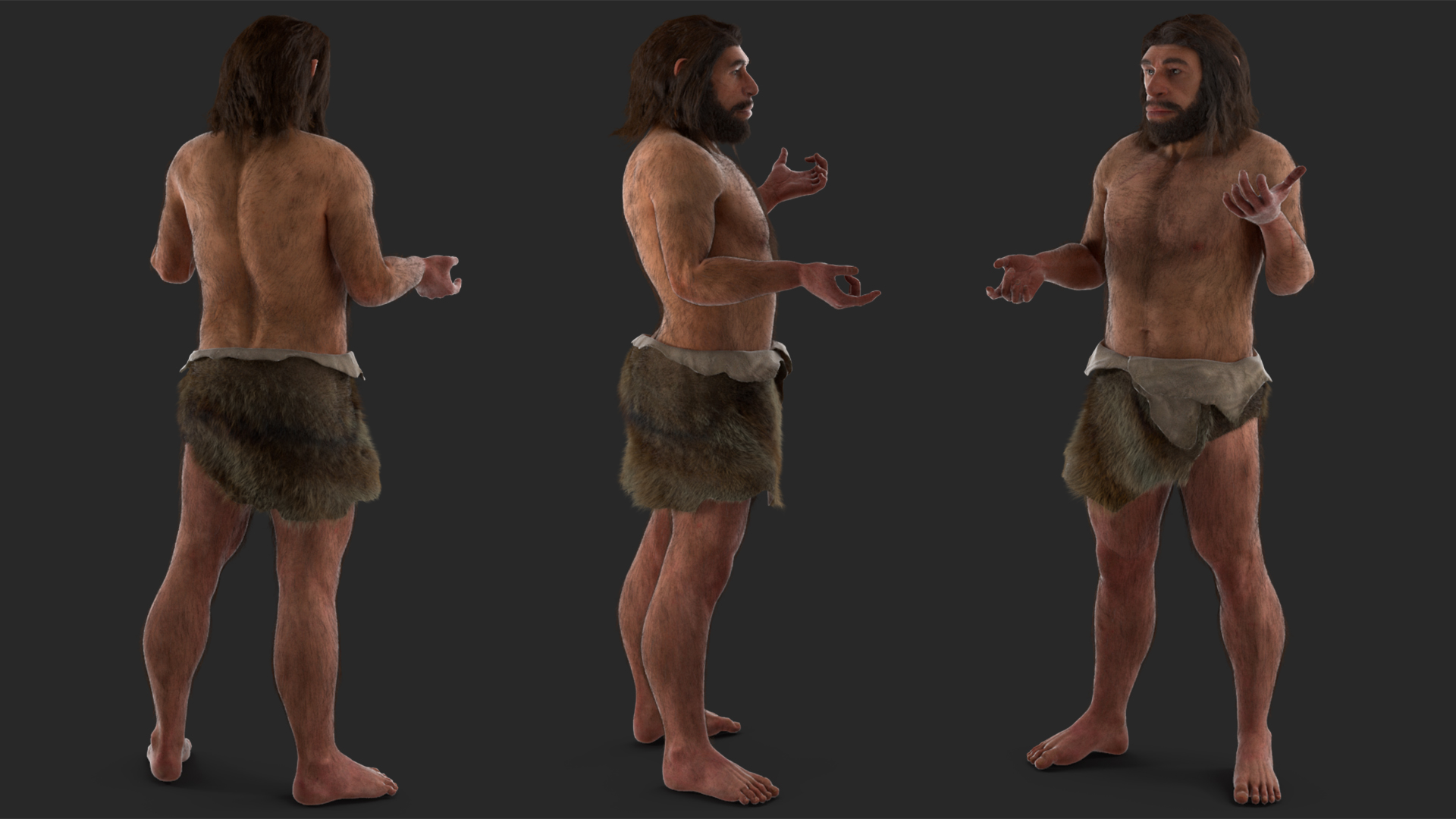 3D Stand Neanderthal Fur