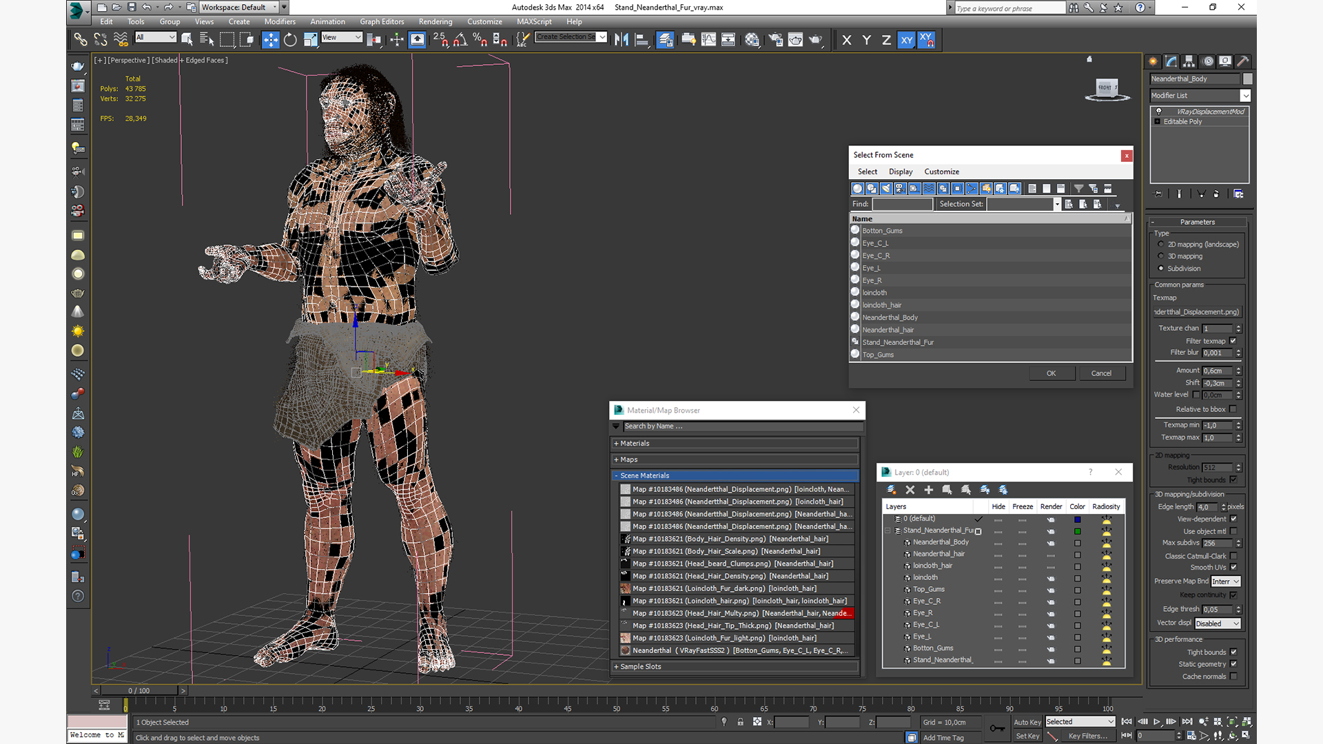3D Stand Neanderthal Fur