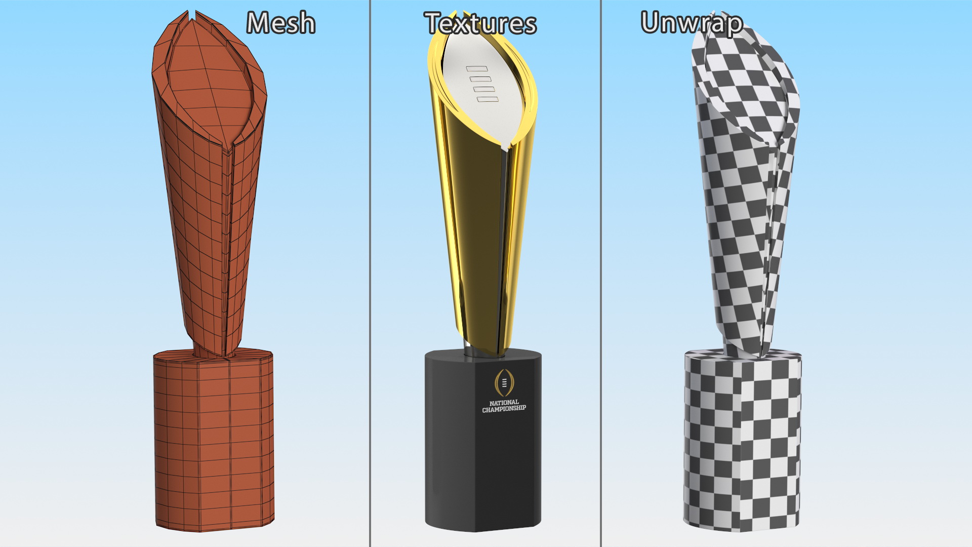 3D College Football National Championship Playoff Trophy model