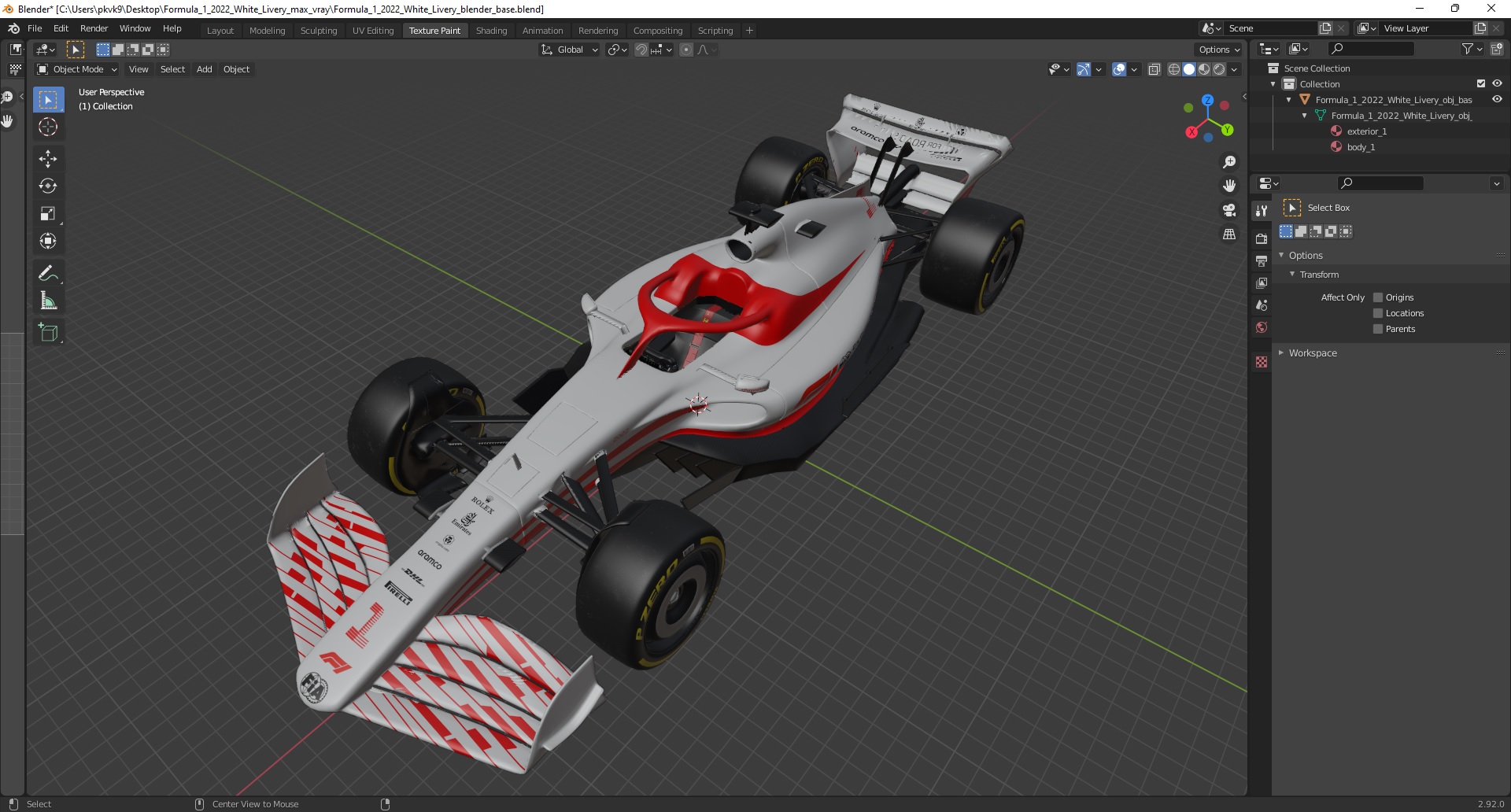 Formula 1 2022 White Livery 3D