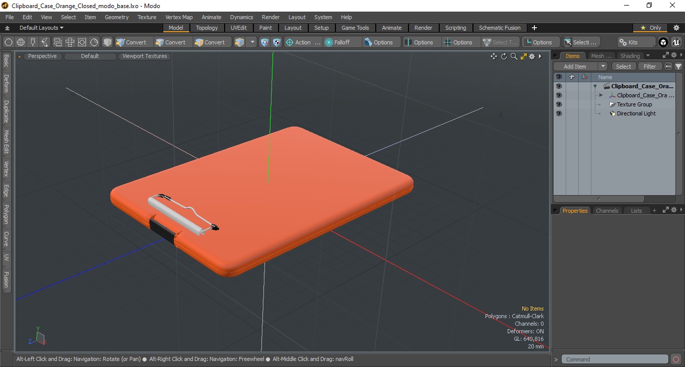 3D Clipboard Case Orange Closed model