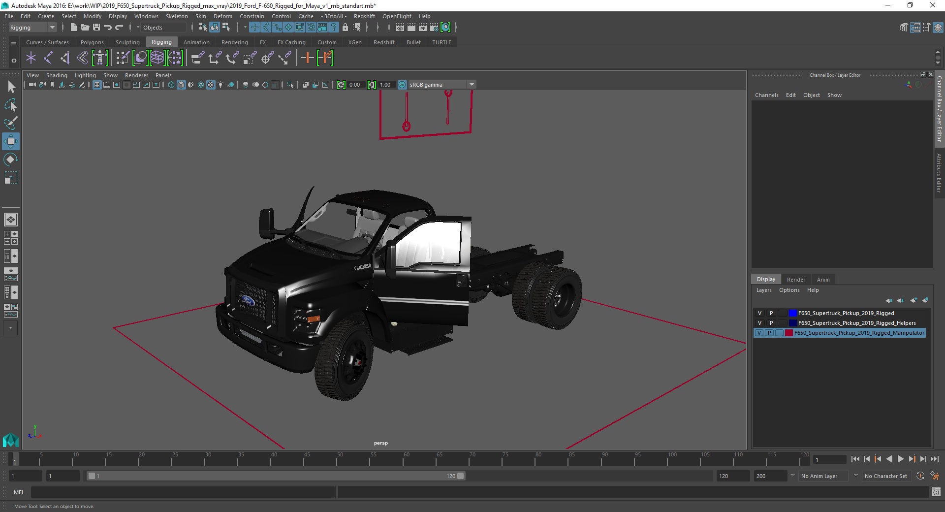 3D 2019 F650 Supertruck Pickup Rigged for Maya model