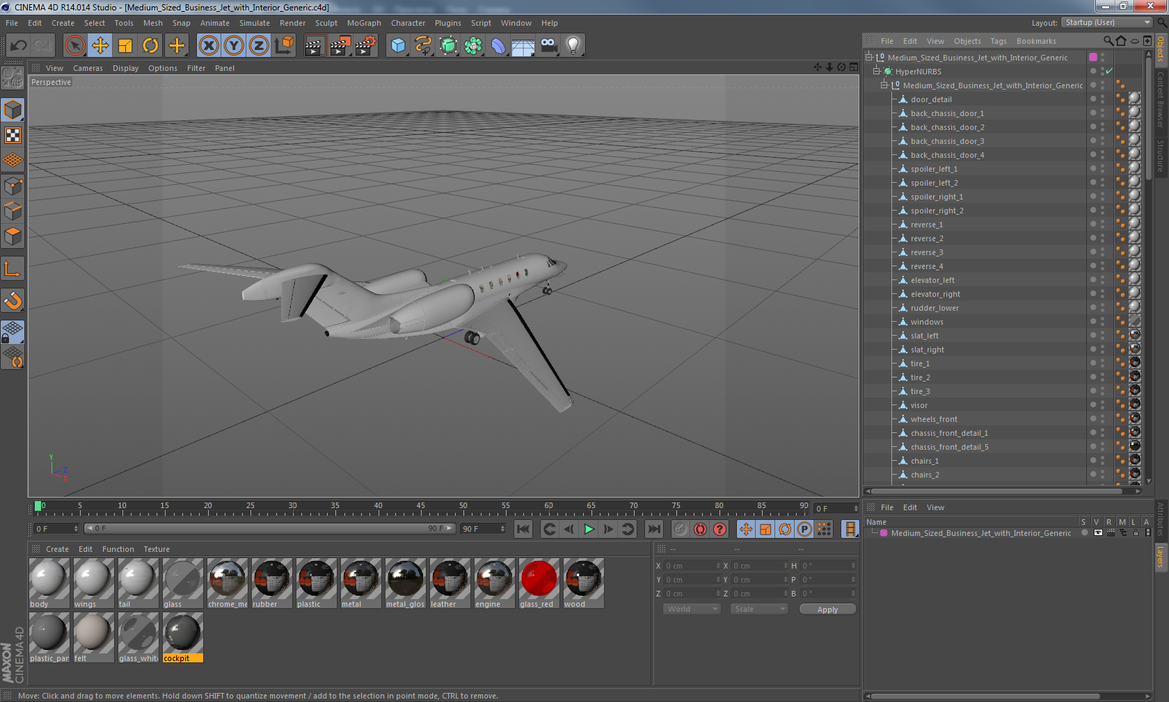 Medium Sized Business Jet with Interior Generic 3D