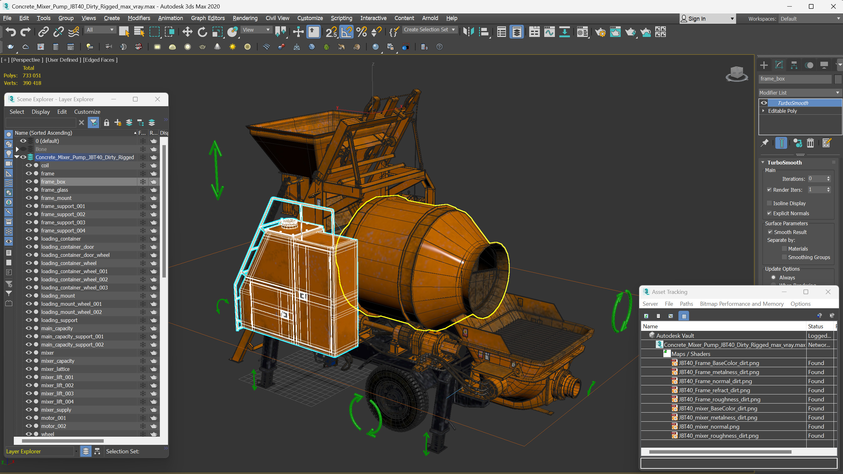 3D Concrete Mixer Pump JBT40 Dirty Rigged model