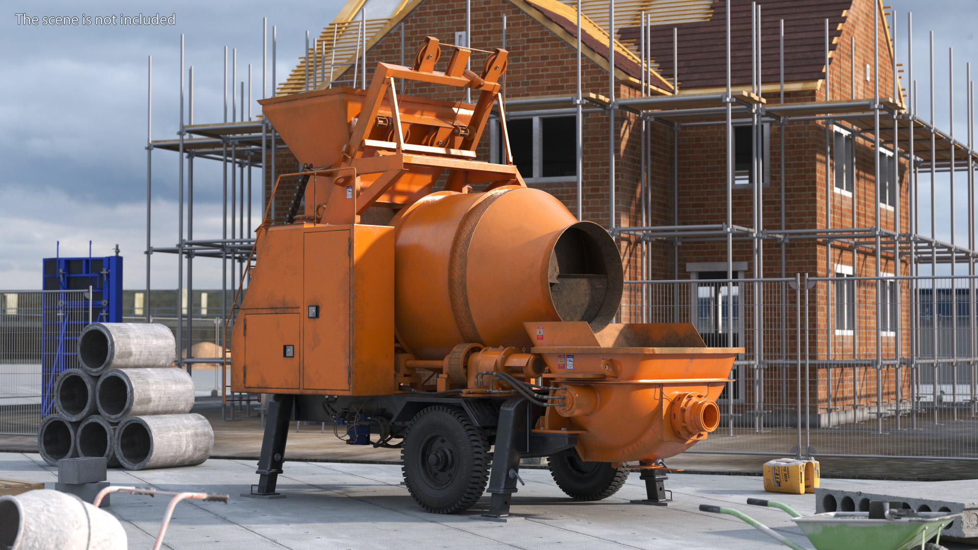 3D Concrete Mixer Pump JBT40 Dirty Rigged model