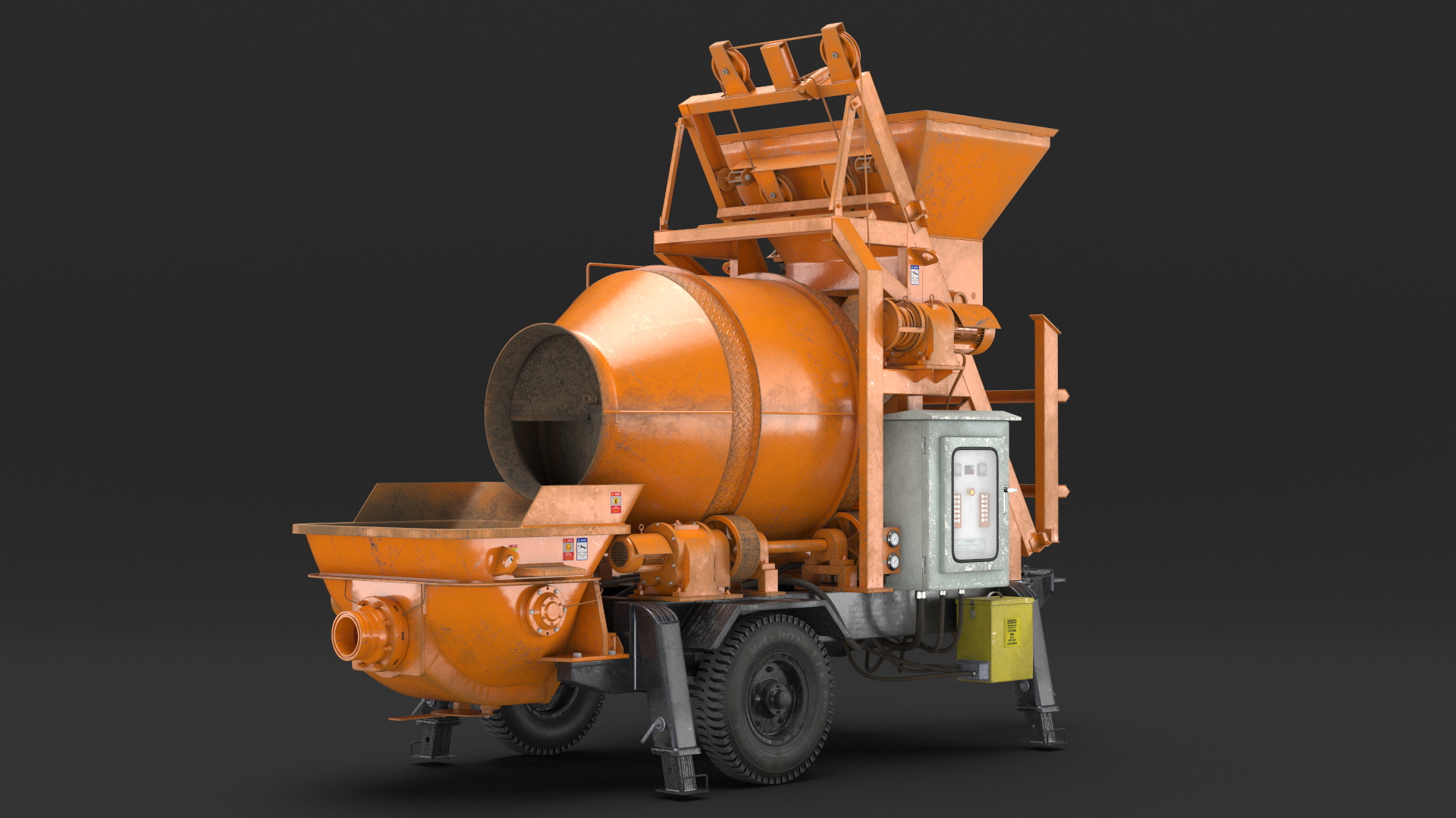 3D Concrete Mixer Pump JBT40 Dirty Rigged model