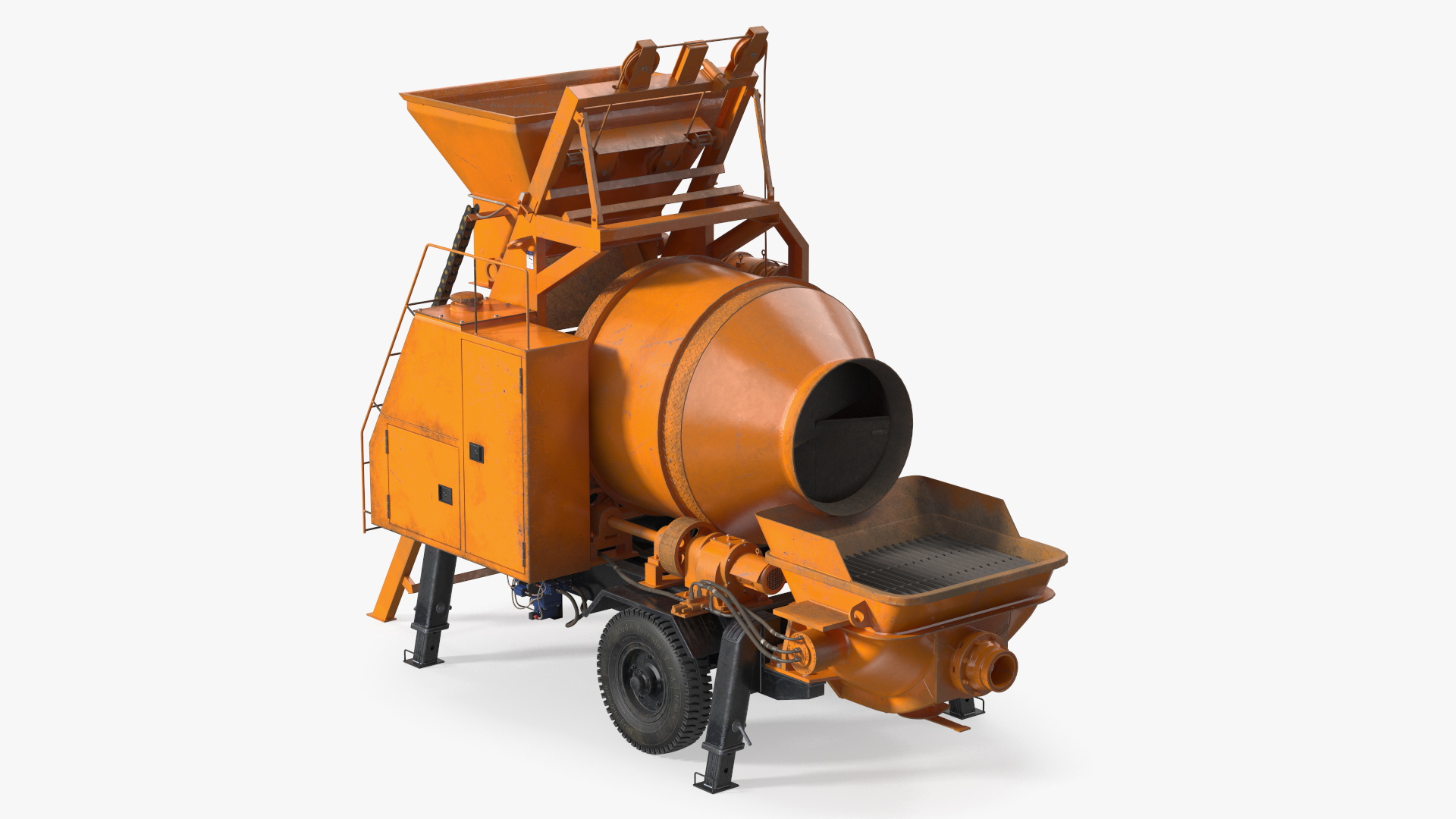 3D Concrete Mixer Pump JBT40 Dirty Rigged model