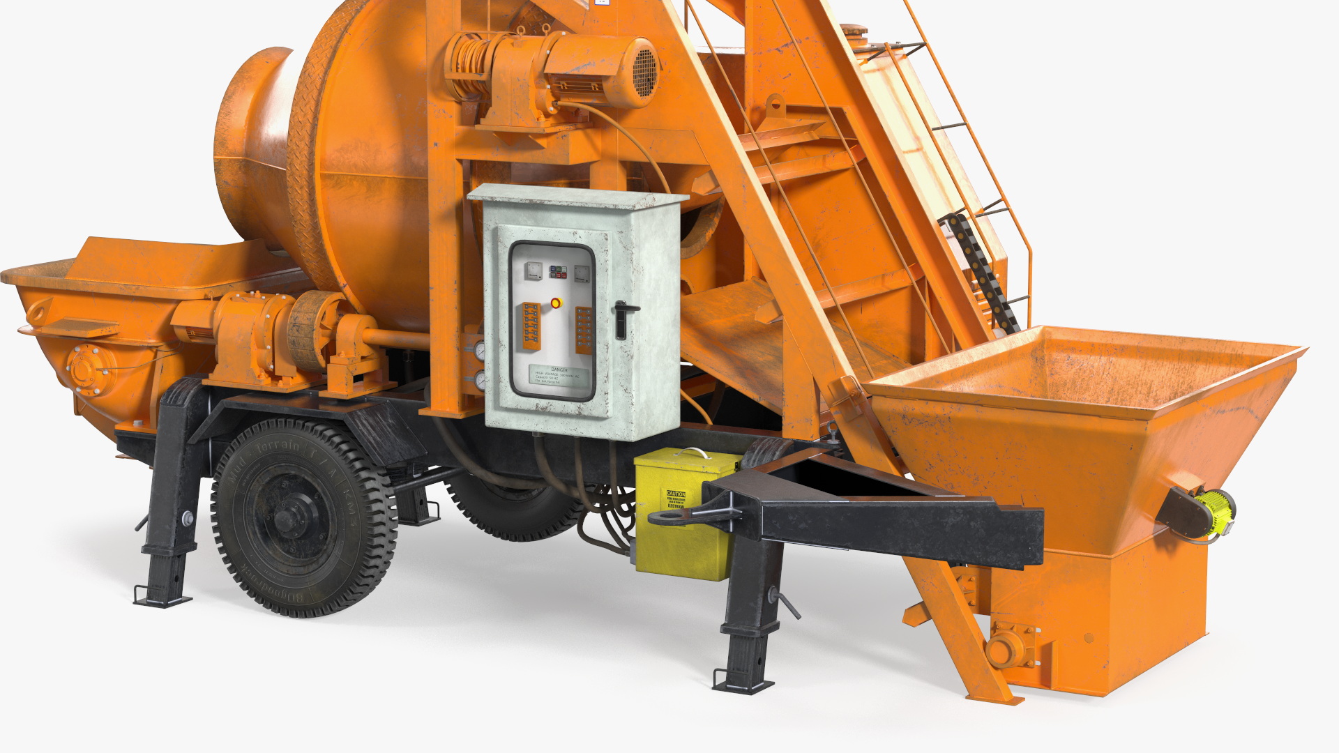 3D Concrete Mixer Pump JBT40 Dirty Rigged model