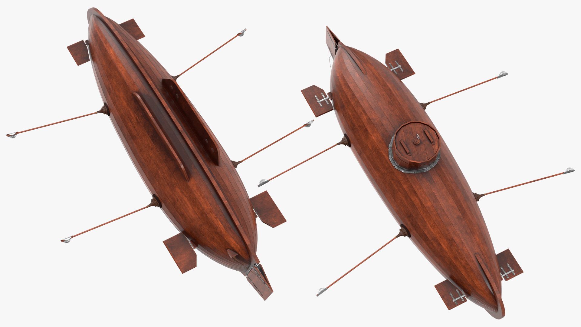 Realistic Model of Drebbel Submarine Rigged for Cinema 4D 3D