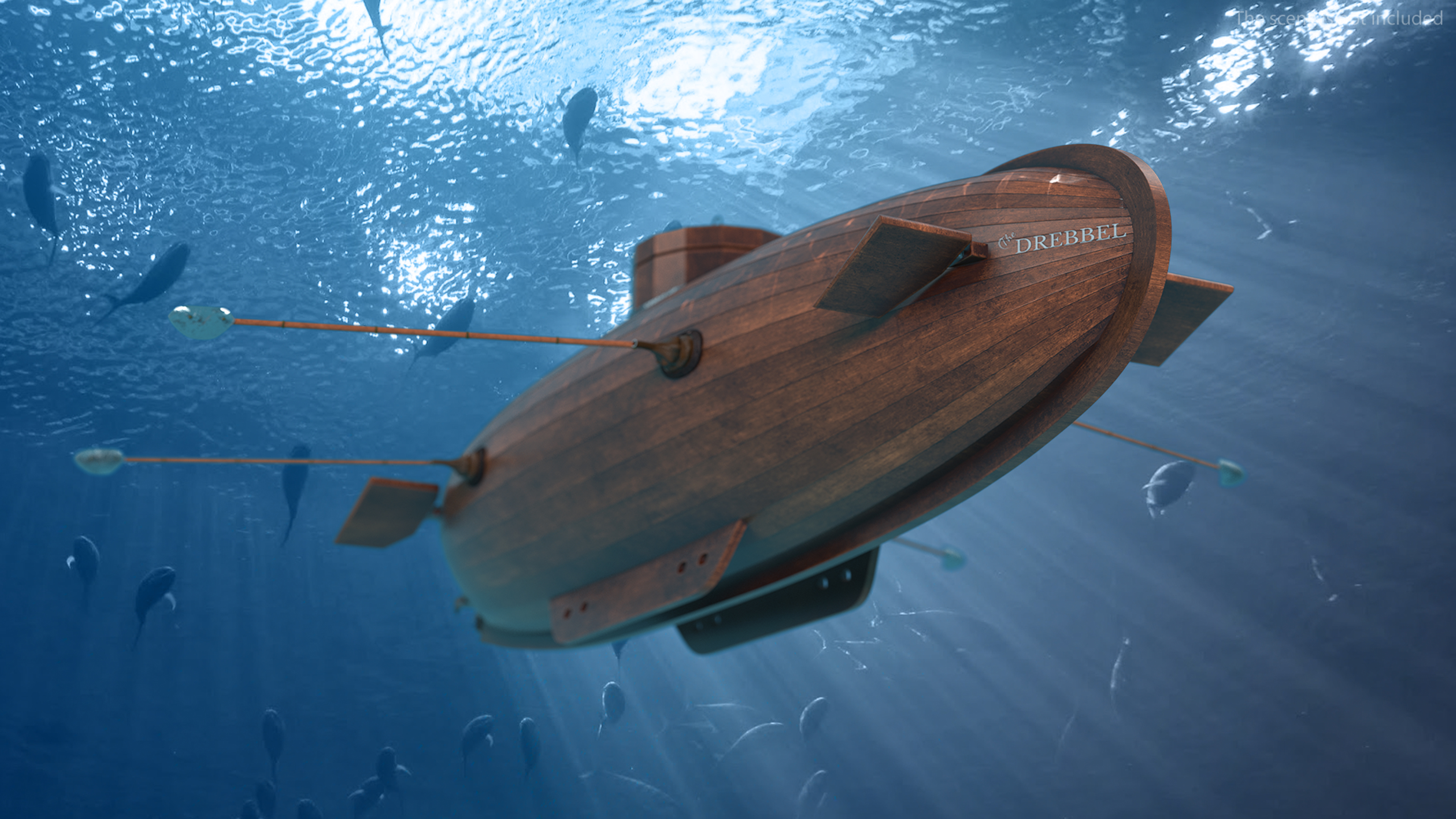 Realistic Model of Drebbel Submarine Rigged for Cinema 4D 3D