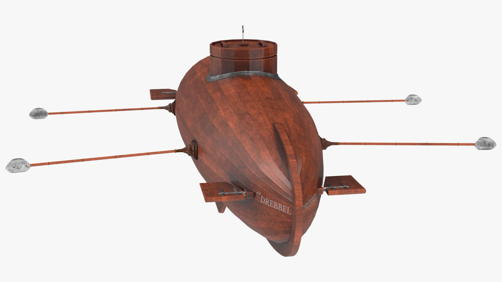 Realistic Model of Drebbel Submarine Rigged for Cinema 4D 3D