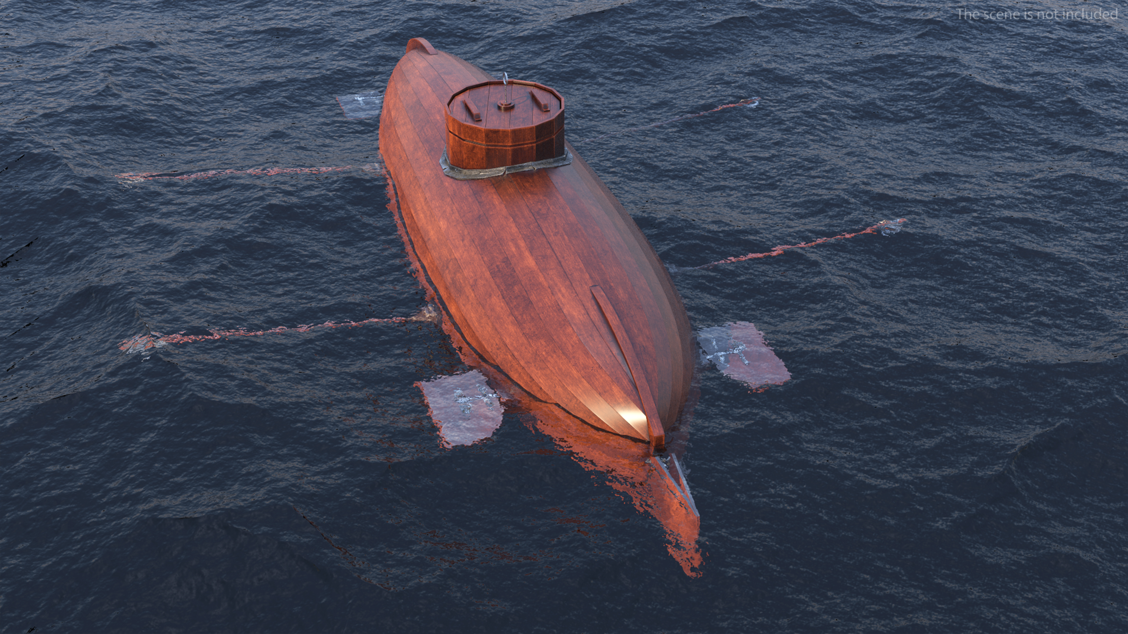 Realistic Model of Drebbel Submarine Rigged for Cinema 4D 3D