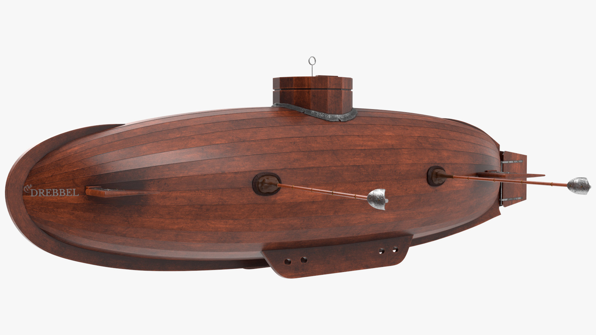 Realistic Model of Drebbel Submarine Rigged for Cinema 4D 3D